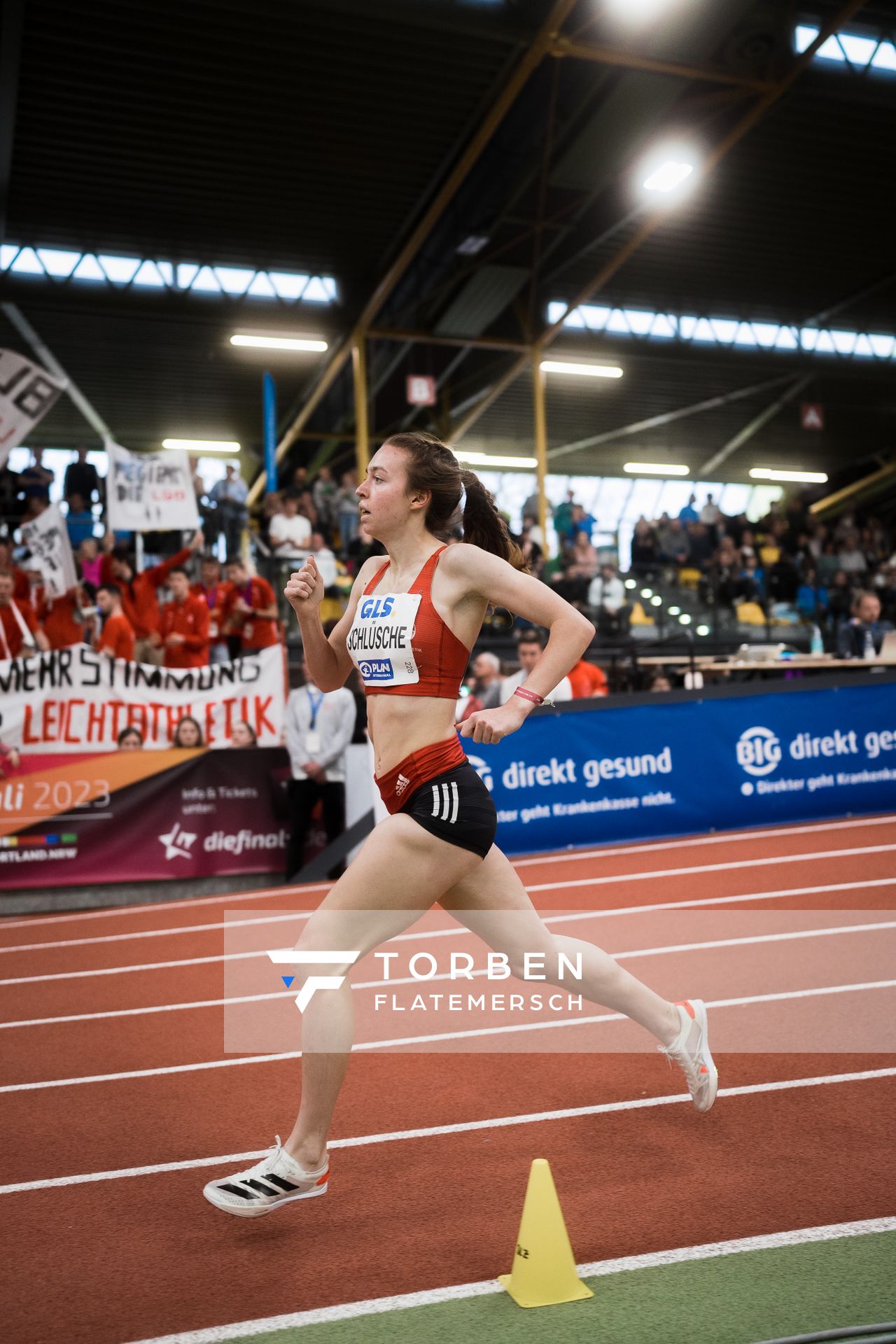 Jana Schluesche (VfL Eintracht Hannover) bei den Deutschen Leichtathletik-Hallenmeisterschaften am 19.02.2023 in der Helmut-Koernig-Halle in Dortmund