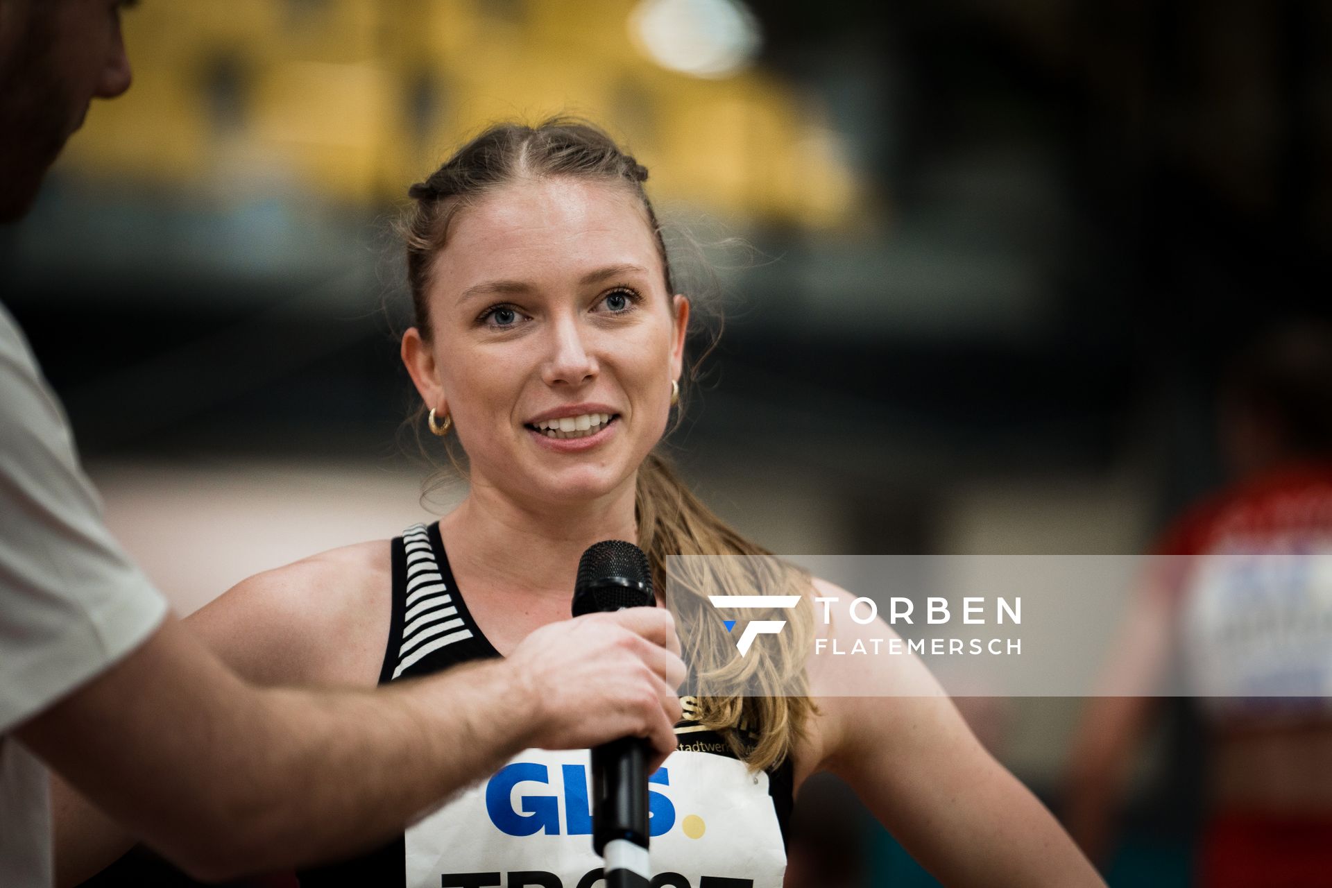 Katharina Trost (LG Stadtwerke Muenchen) bei den Deutschen Leichtathletik-Hallenmeisterschaften am 19.02.2023 in der Helmut-Koernig-Halle in Dortmund