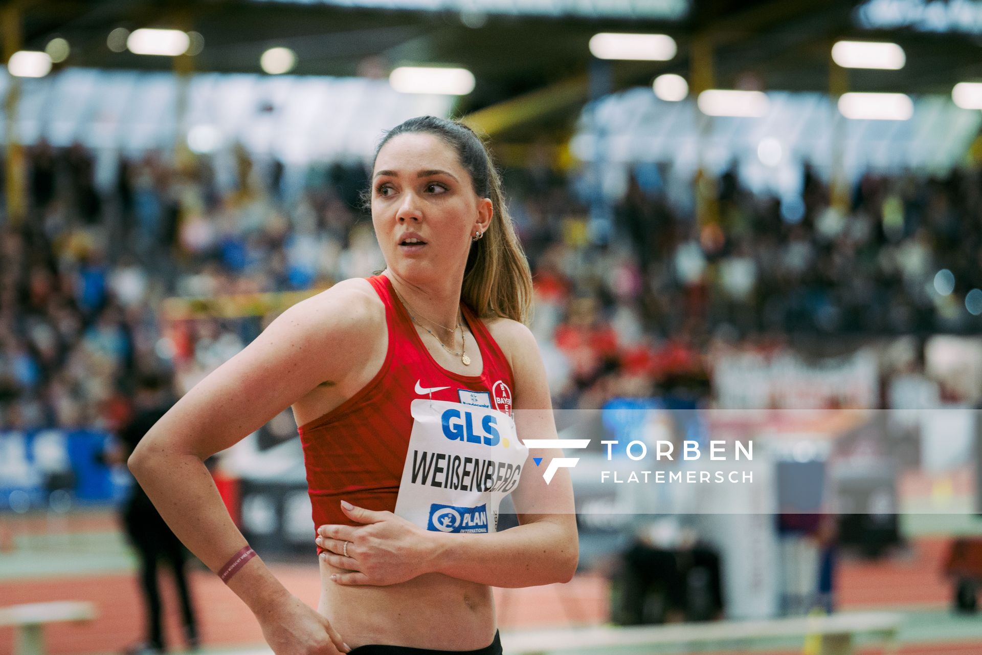 Sophie Weißenberg (TSV Bayer 04 Leverkusen) bei den Deutschen Leichtathletik-Hallenmeisterschaften am 19.02.2023 in der Helmut-Koernig-Halle in Dortmund