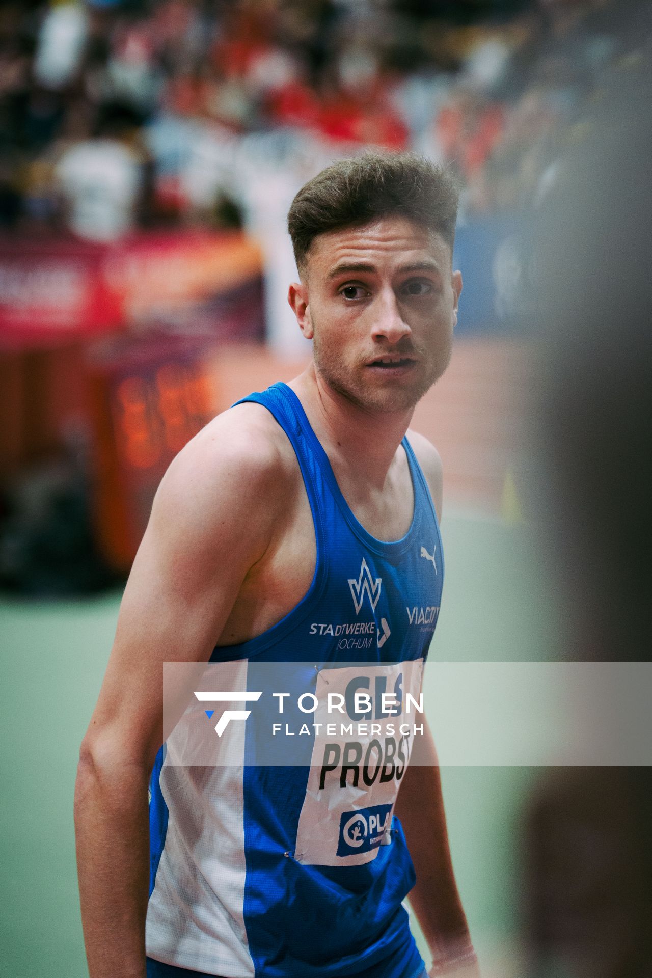 Marius Probst (TV Wattenscheid 01) bei den Deutschen Leichtathletik-Hallenmeisterschaften am 19.02.2023 in der Helmut-Koernig-Halle in Dortmund