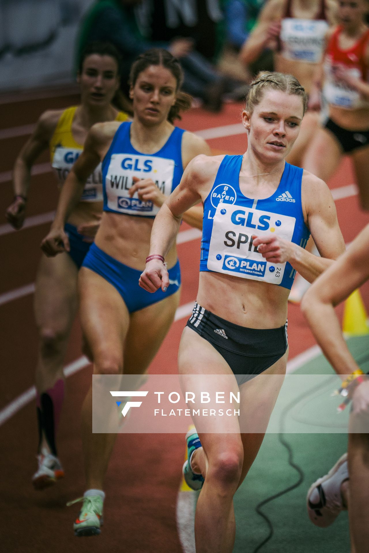 Tanja Spill (LAV Bayer Uerdingen/ Dorm.) bei den Deutschen Leichtathletik-Hallenmeisterschaften am 19.02.2023 in der Helmut-Koernig-Halle in Dortmund