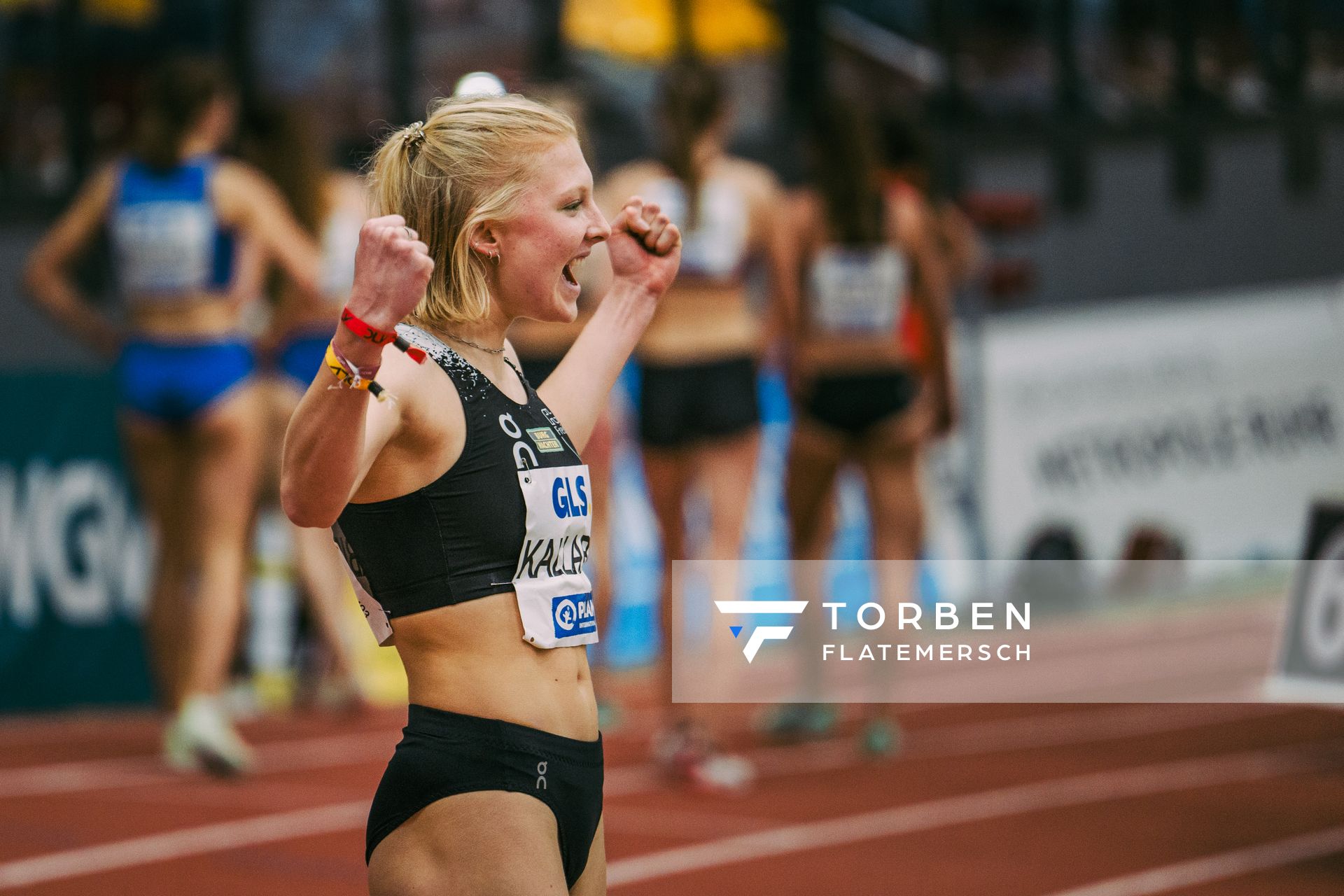 Jolanda Kallabis (FT 1844 Freiburg) bei den Deutschen Leichtathletik-Hallenmeisterschaften am 19.02.2023 in der Helmut-Koernig-Halle in Dortmund