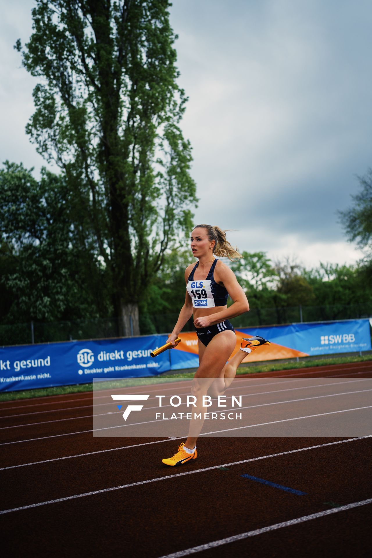 Michelle Janiak (SCC Berlin) am 29.04.2023 bei den deutschen Meisterschaften Langstaffel in Bietigheim-Bissingen