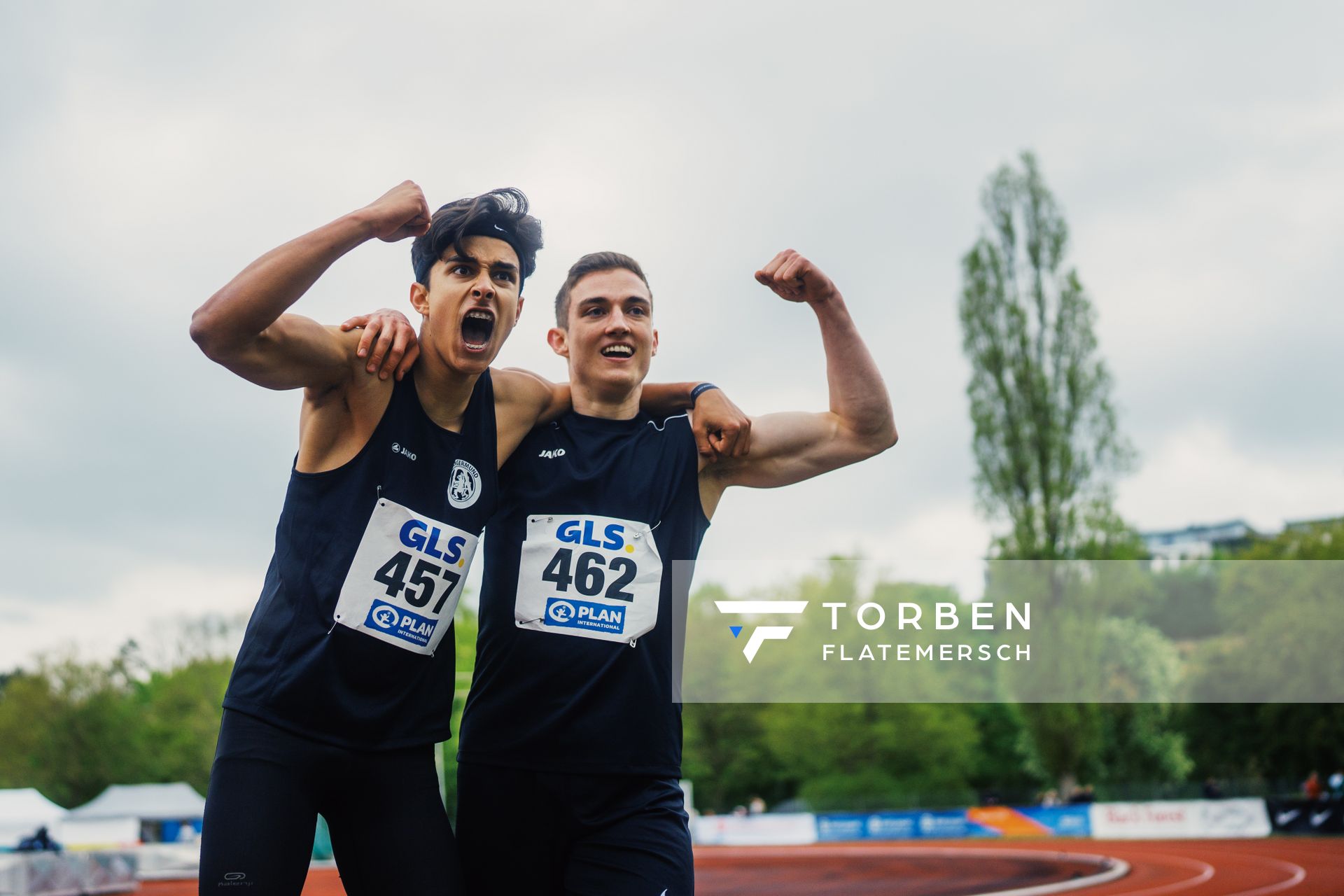 Alexander Maennel (StG Duesseldorf), Leon Gruenewald (StG Duesseldorf) am 29.04.2023 bei den deutschen Meisterschaften Langstaffel in Bietigheim-Bissingen