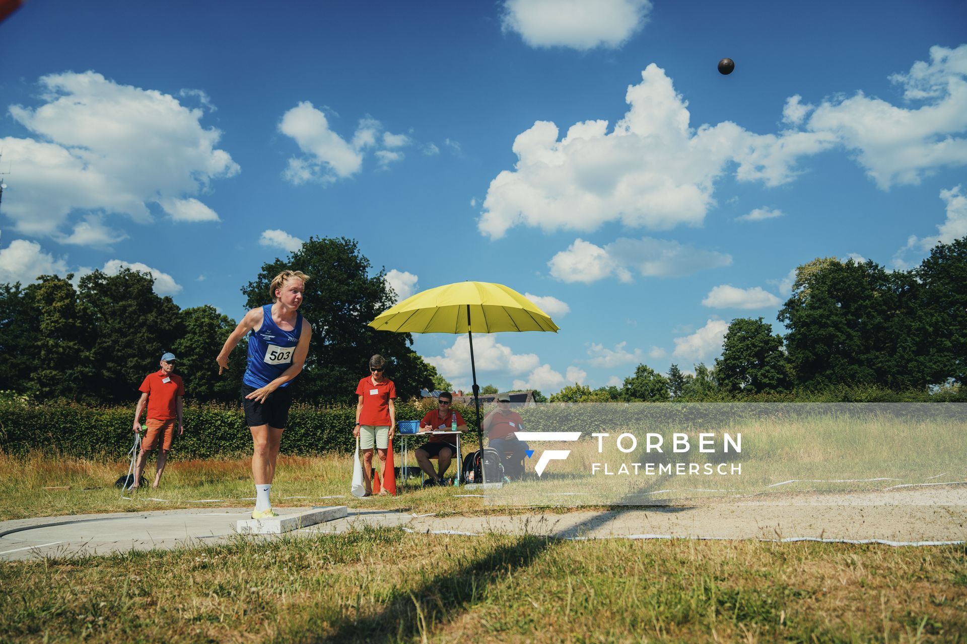 Mika Funck (TV Jahn Walsrode) beim Kugelstossen am 10.06.2023 waehrend den NLV + BLV U20/U16 Landesmeisterschaften im Stadion Berliner Ring in Verden