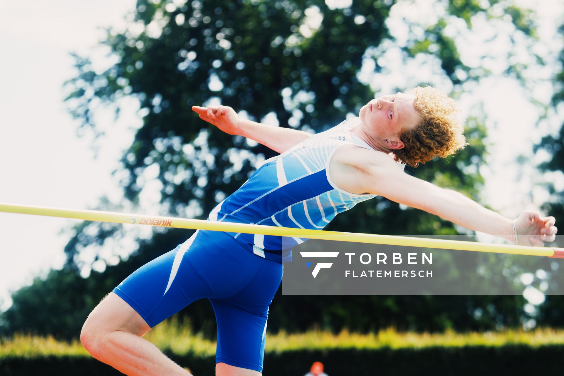 Thilo Schueler (Fortuna Wirdum) beim Hochsprung am 11.06.2023 waehrend den NLV + BLV U20/U16 Landesmeisterschaften im Stadion Berliner Ring in Verden