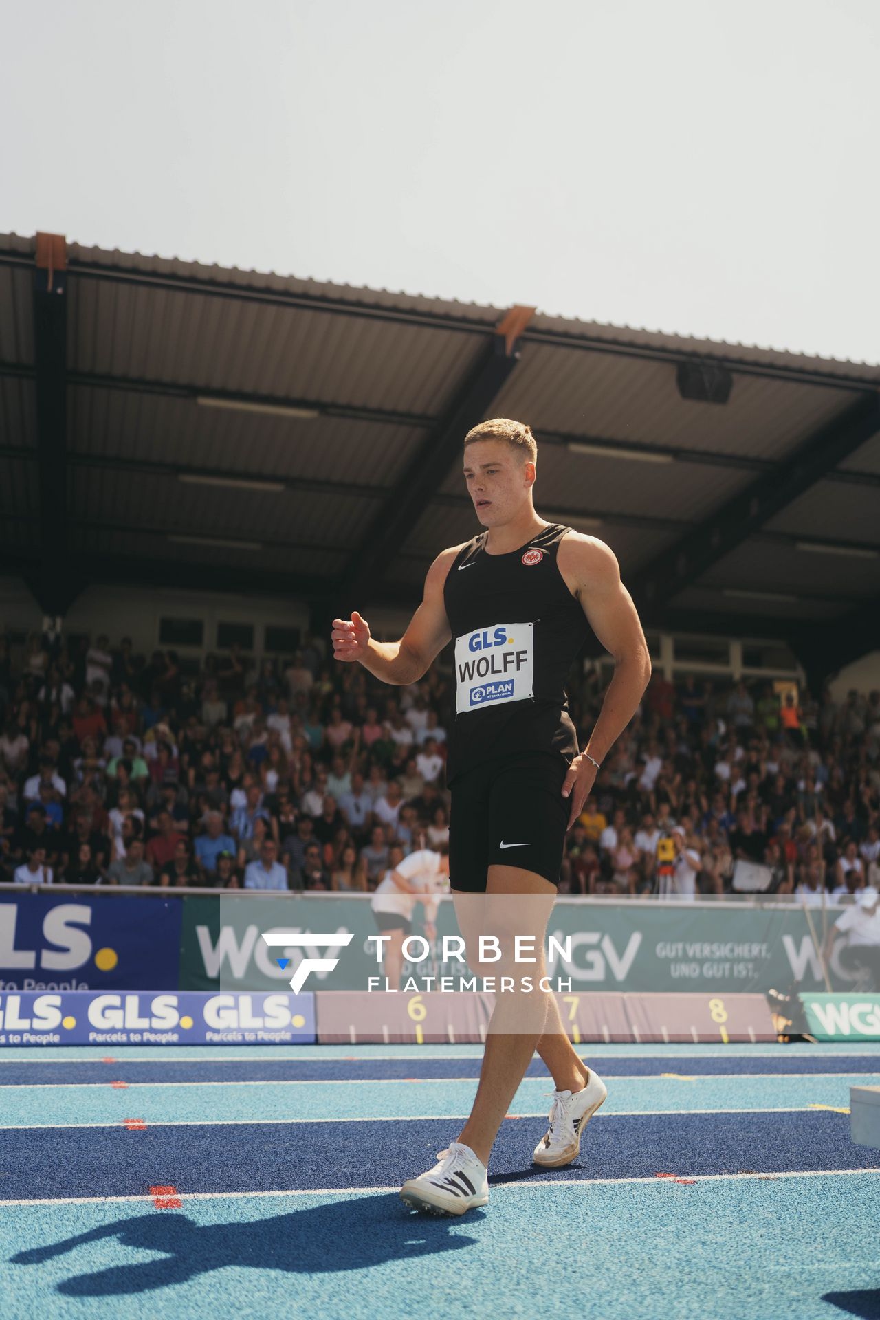 Jannis Wolff (GER/Eintracht Frankfurt) im Weitsprung am 17.06.2023 beim Stadtwerke Ratingen Mehrkampf-Meeting im Stadion am Stadionring in Ratingen