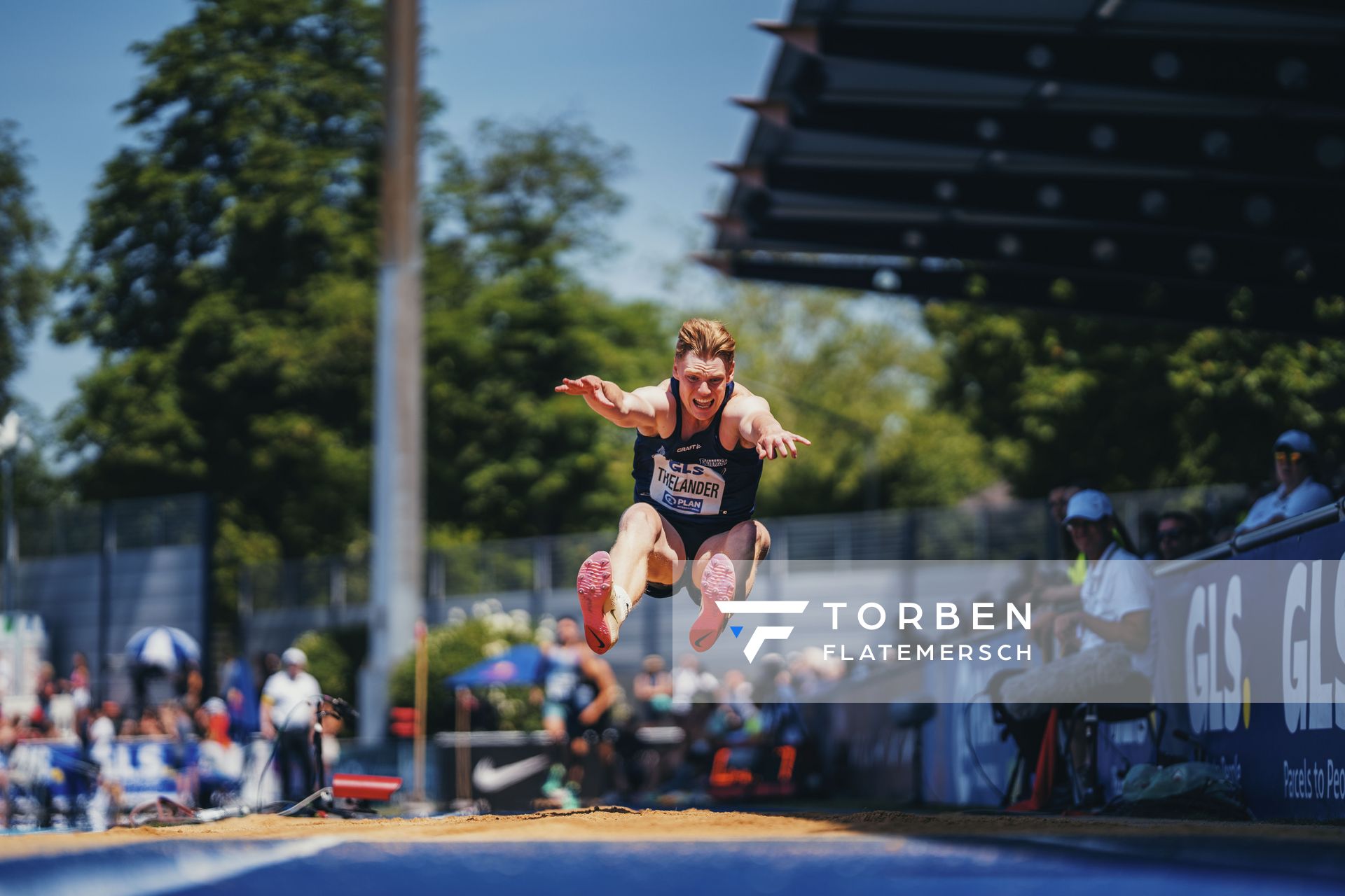 Jacob Thelander (SWE Schweden) im Weitsprung am 17.06.2023 beim Stadtwerke Ratingen Mehrkampf-Meeting im Stadion am Stadionring in Ratingen