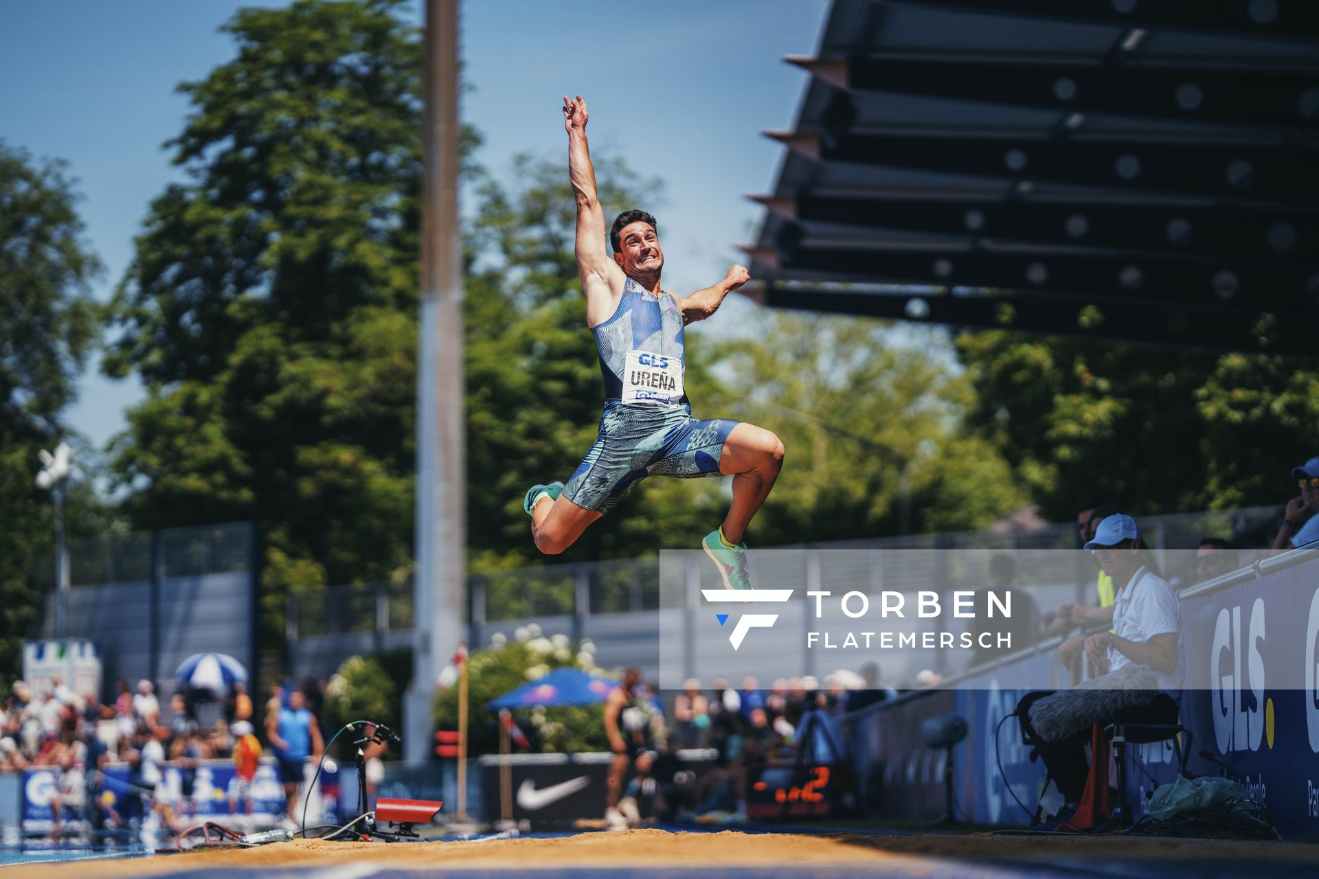 Jorge Urena (ESP/Spanien) im Weitsprung am 17.06.2023 beim Stadtwerke Ratingen Mehrkampf-Meeting im Stadion am Stadionring in Ratingen