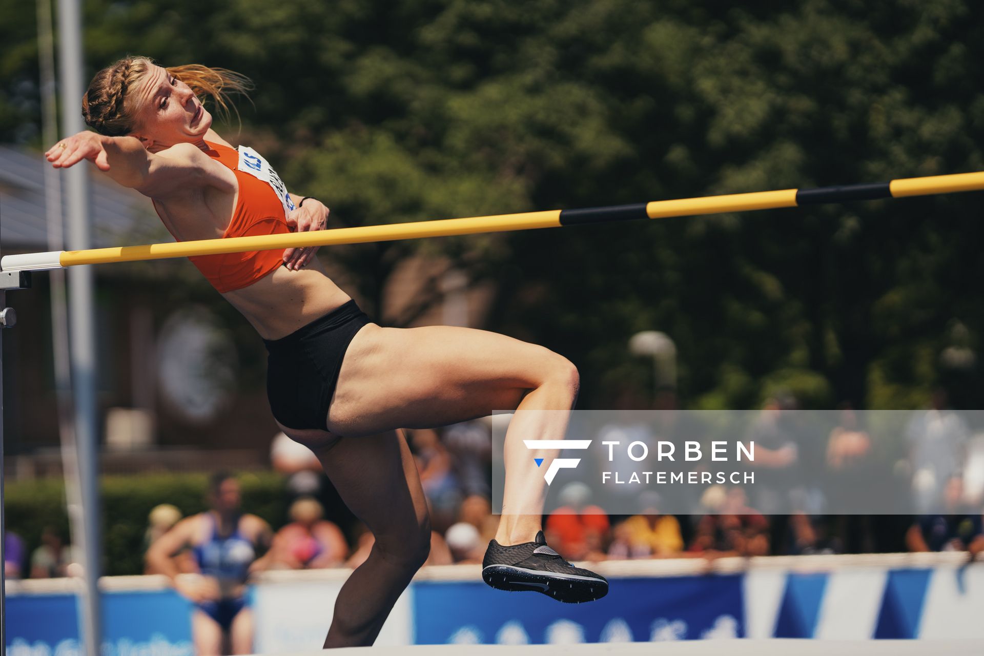 Shaina Burns (USA/Vereinigte Staaten von Amerika) im Hochsprung am 17.06.2023 beim Stadtwerke Ratingen Mehrkampf-Meeting im Stadion am Stadionring in Ratingen