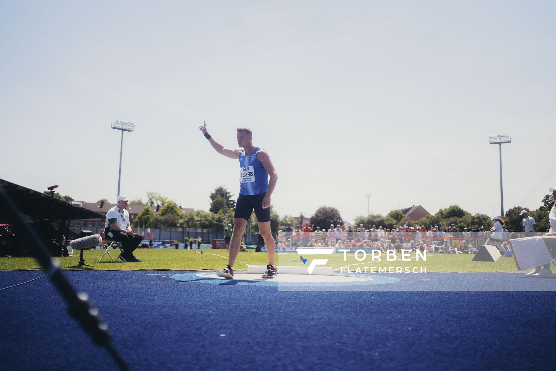 Nico Beckers (GER/LAV Bayer Uerdingen/Dormagen) im Kugelstoßen im Hochsprung am 17.06.2023 beim Stadtwerke Ratingen Mehrkampf-Meeting im Stadion am Stadionring in Ratingen