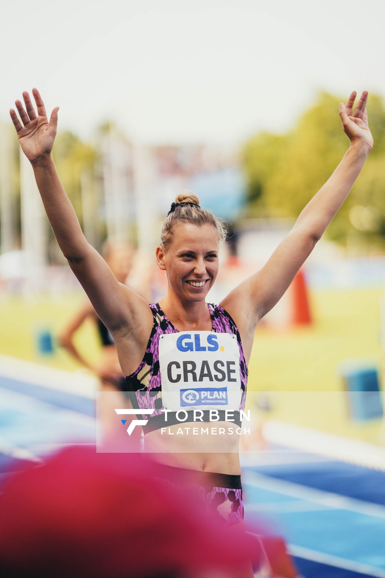 Taneille Crase (AUS/Australien) ueber 200m am 17.06.2023 beim Stadtwerke Ratingen Mehrkampf-Meeting im Stadion am Stadionring in Ratingen