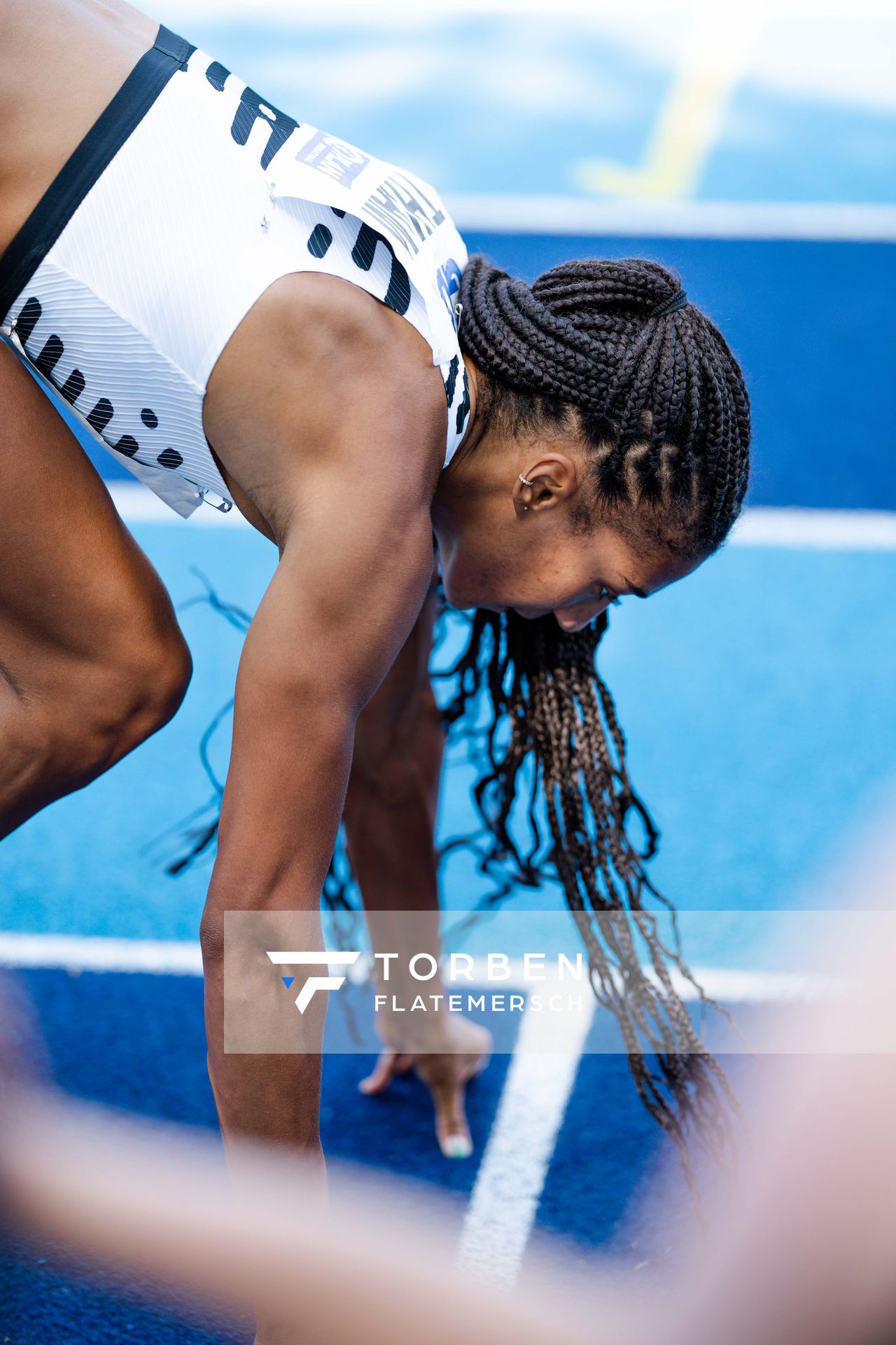 Nafissatou Thiam (BEL/Belgien) ueber 200m am 17.06.2023 beim Stadtwerke Ratingen Mehrkampf-Meeting im Stadion am Stadionring in Ratingen