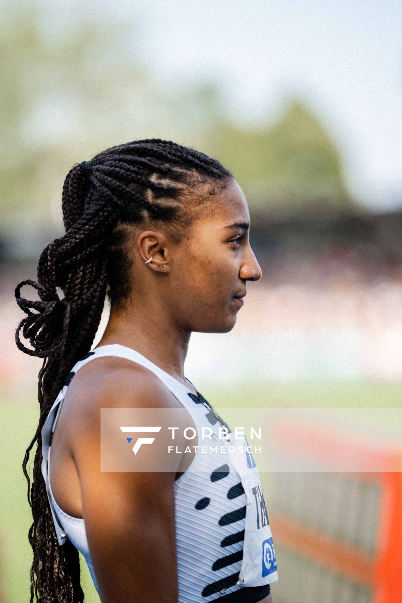 Nafissatou Thiam (BEL/Belgien) ueber 200m am 17.06.2023 beim Stadtwerke Ratingen Mehrkampf-Meeting im Stadion am Stadionring in Ratingen