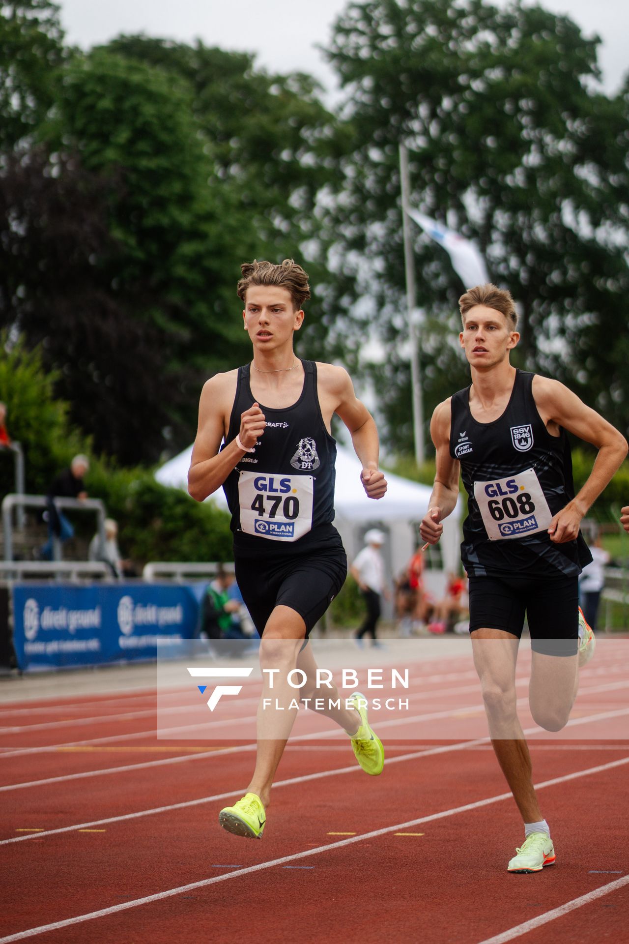 Rodion Beimler (SC DHfK Leipzig e.V.), Robert Fuelle (SSV Ulm 1846) am 01.07.2023 waehrend den deutschen U23 Leichtathletik-Meisterschaften im Jahnstadion in Göttingen