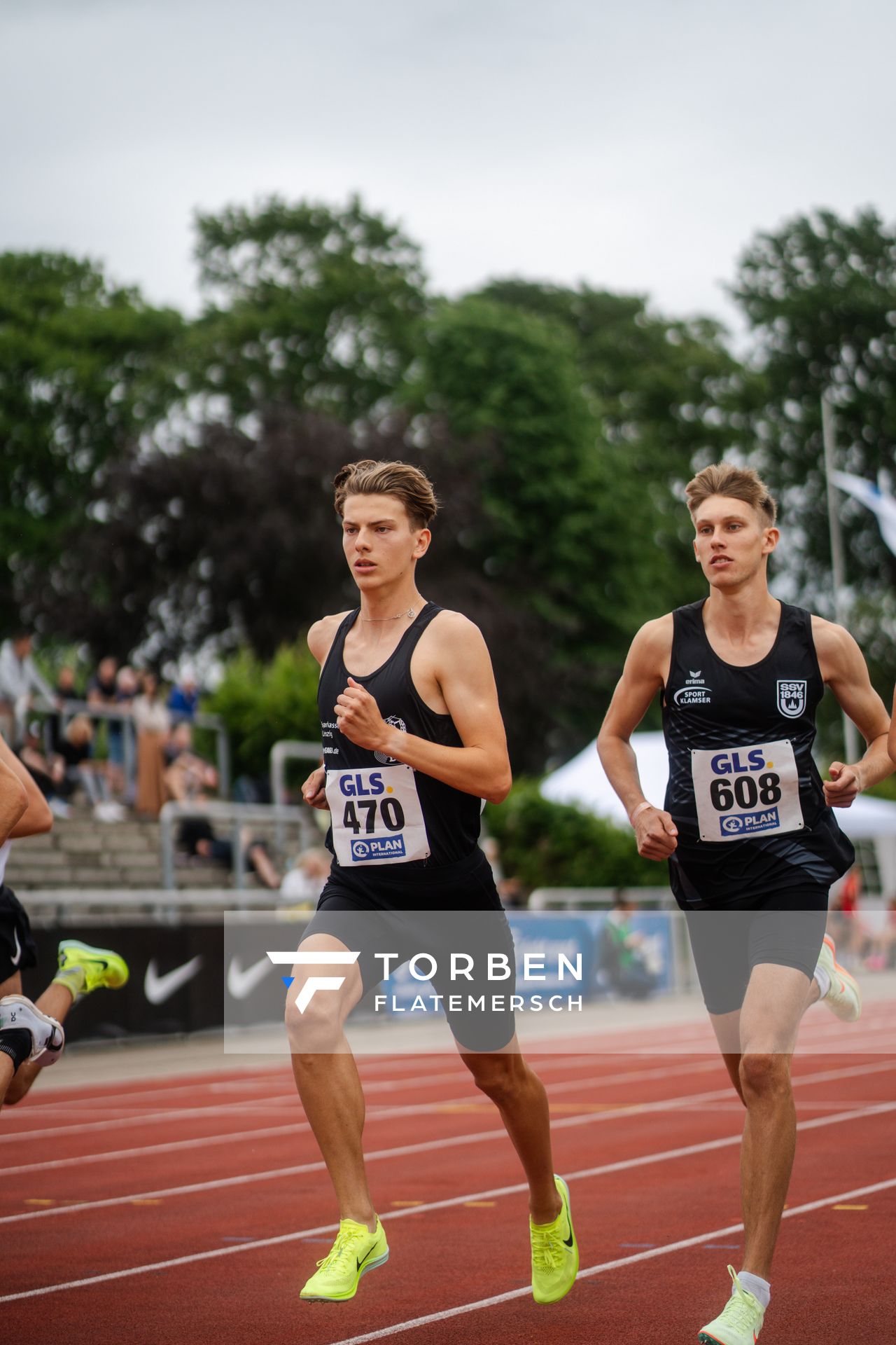 Rodion Beimler (SC DHfK Leipzig e.V.), Robert Fuelle (SSV Ulm 1846) am 01.07.2023 waehrend den deutschen U23 Leichtathletik-Meisterschaften im Jahnstadion in Göttingen