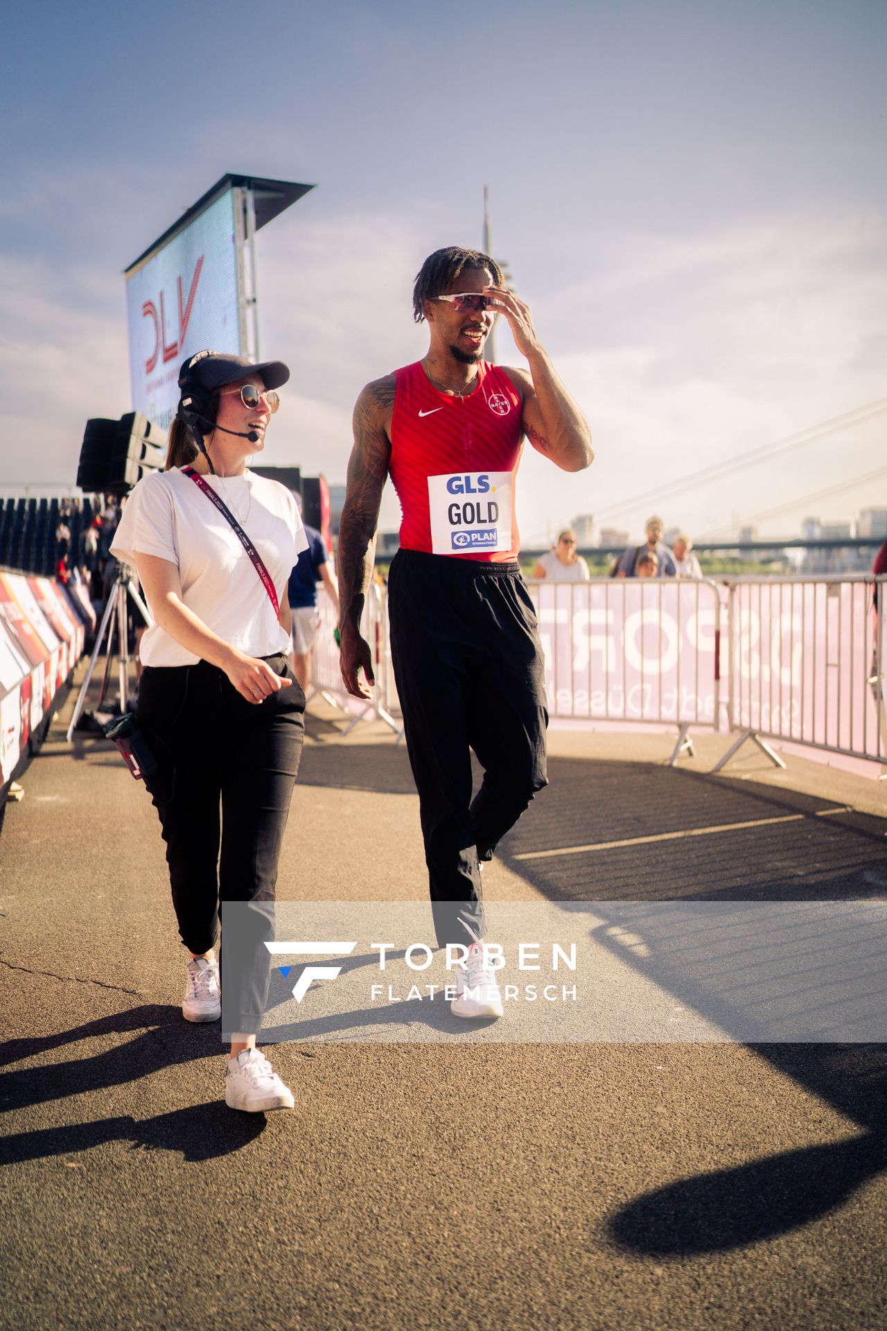 Bo Kanda Lita Baehre (TSV Bayer 04 Leverkusen) beim Stabhochsprung der Deutschen Leichtathletik-Meisterschaften im Rahmen der Finals 2023 Rhein-Ruhr am 07.07.2023 am Rheinufer in Duesseldorf
