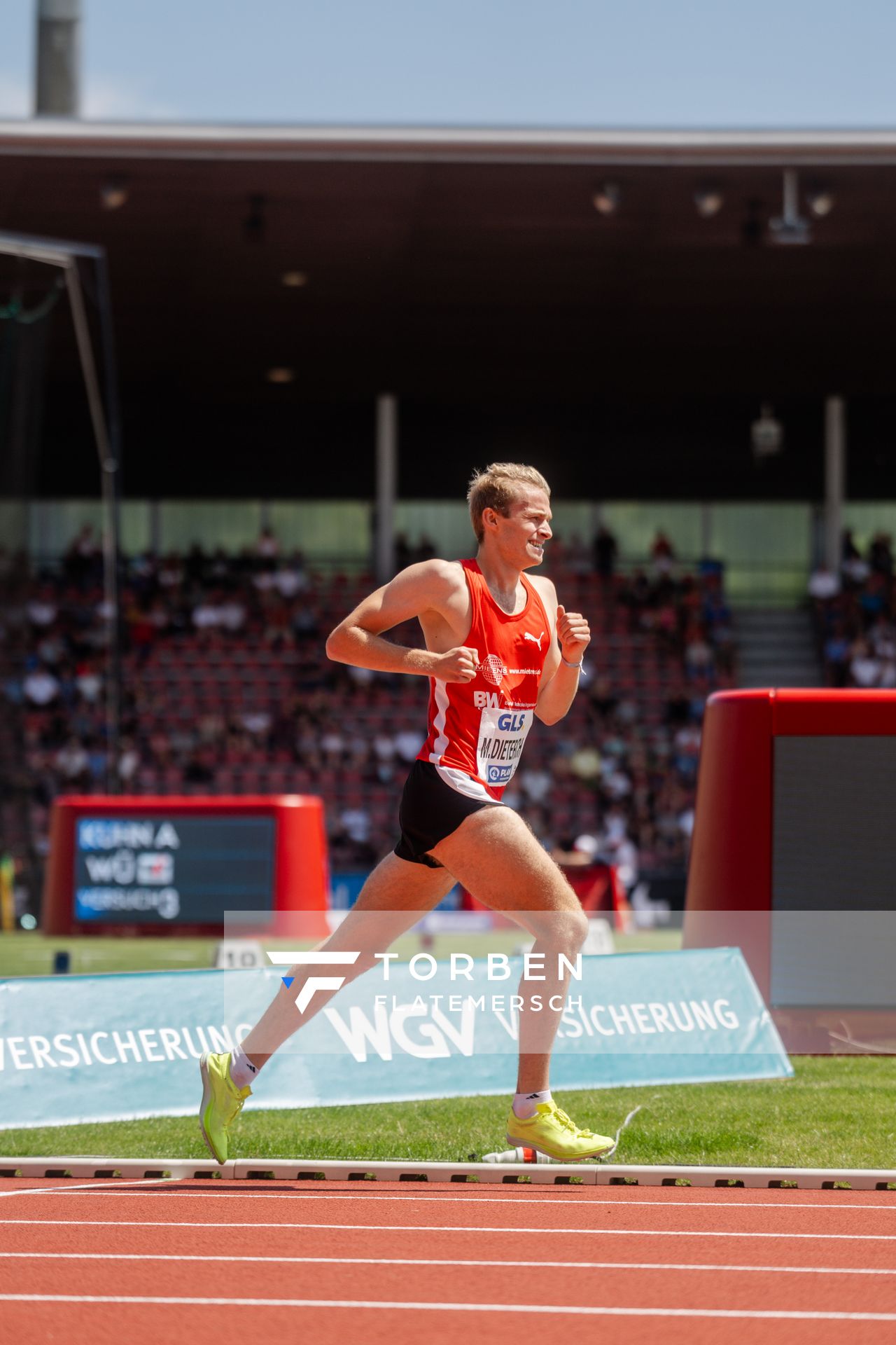 Max Dieterich (LG Braunschweig) während der 113. Deutschen Leichtathletik-Meisterschaften am 08.07.2023 im Auestadion in Kassel