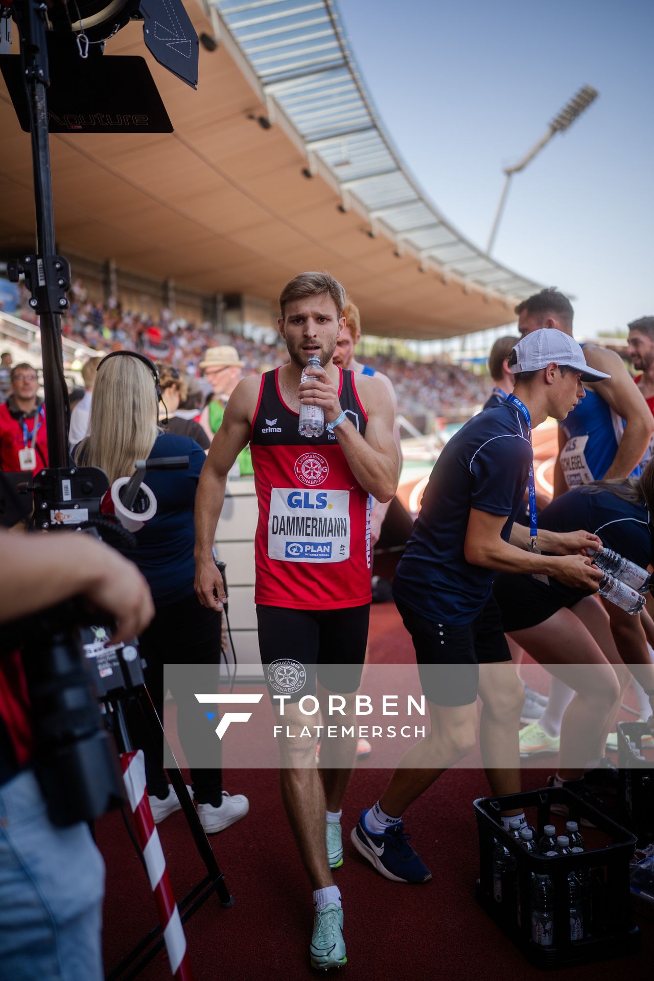 Fabian Dammermann (LG Osnabrueck) ueber 400m während der 113. Deutschen Leichtathletik-Meisterschaften am 08.07.2023 im Auestadion in Kassel