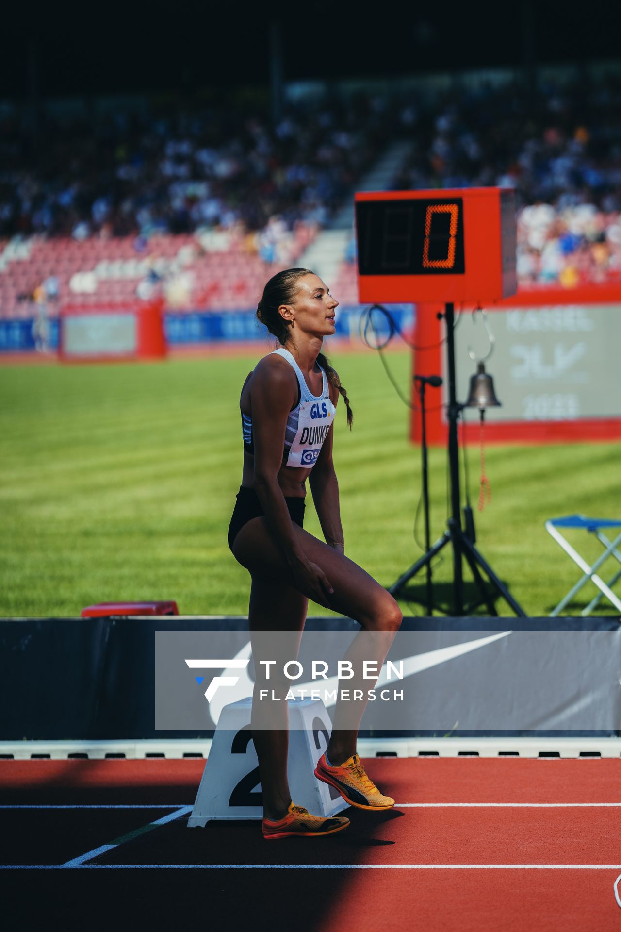 Marsha Dunkel (LT DSHS Koeln) während der 113. Deutschen Leichtathletik-Meisterschaften am 08.07.2023 im Auestadion in Kassel