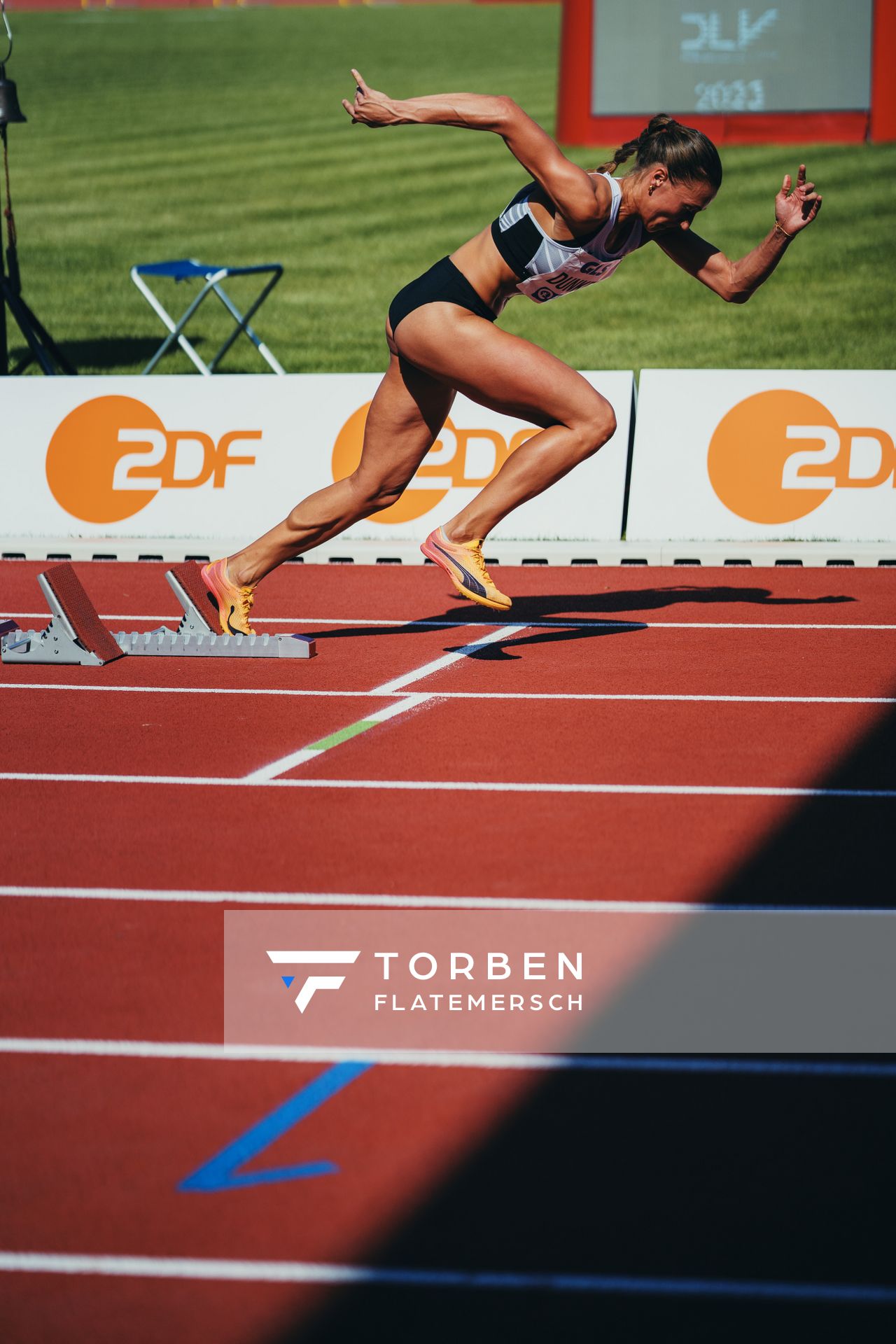 Marsha Dunkel (LT DSHS Koeln) während der 113. Deutschen Leichtathletik-Meisterschaften am 08.07.2023 im Auestadion in Kassel