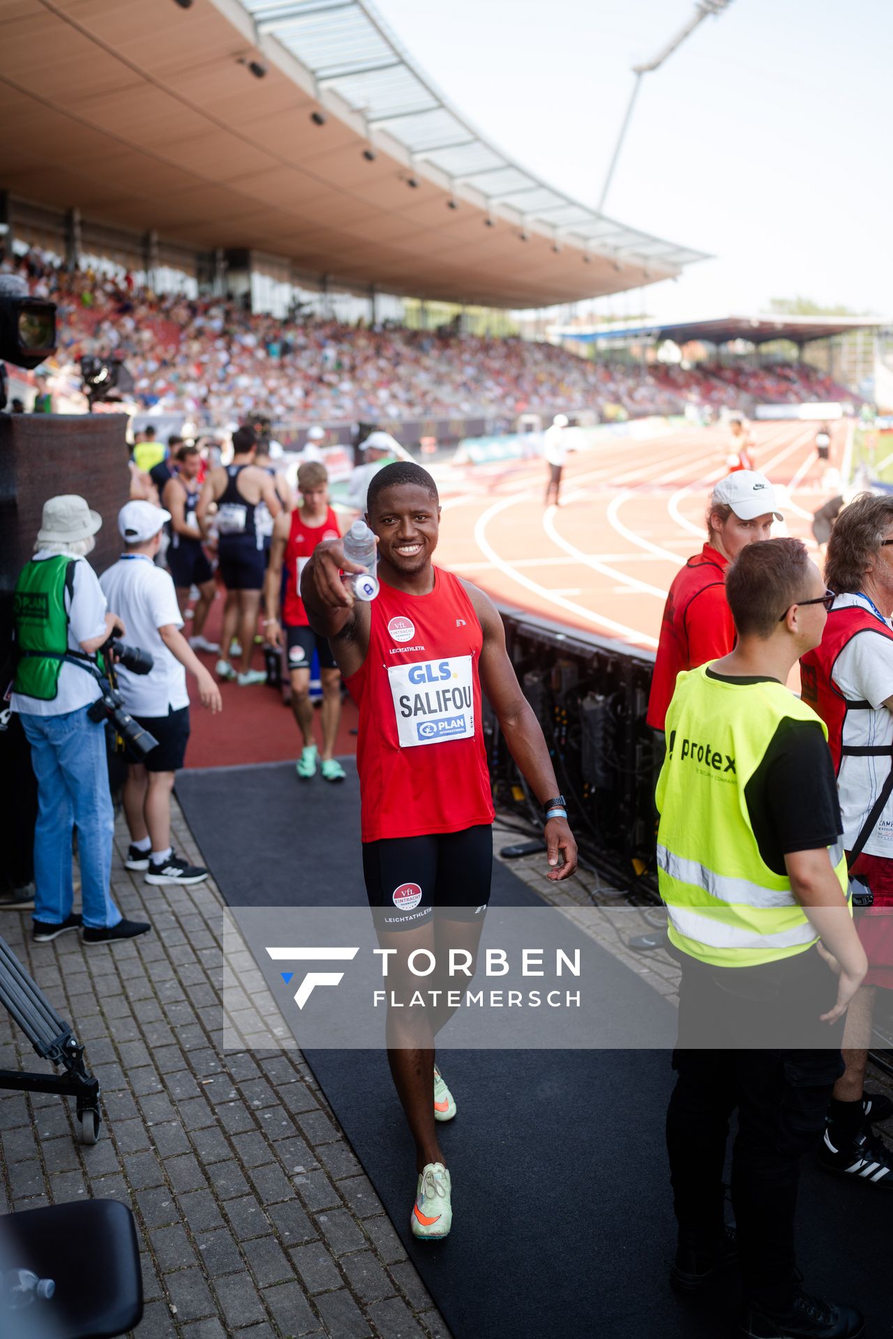 Fawzane Salifou (VfL Eintracht Hannover) während der 113. Deutschen Leichtathletik-Meisterschaften am 09.07.2023 im Auestadion in Kassel