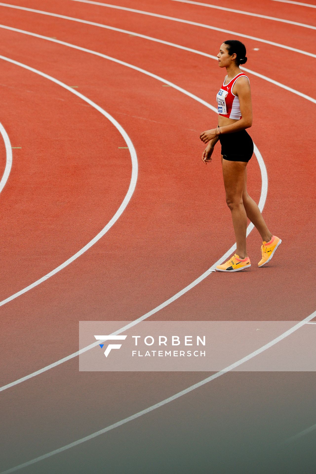 Marie Laurence Jungfleisch (VfB Stuttgart 1893) während der 113. Deutschen Leichtathletik-Meisterschaften am 09.07.2023 im Auestadion in Kassel