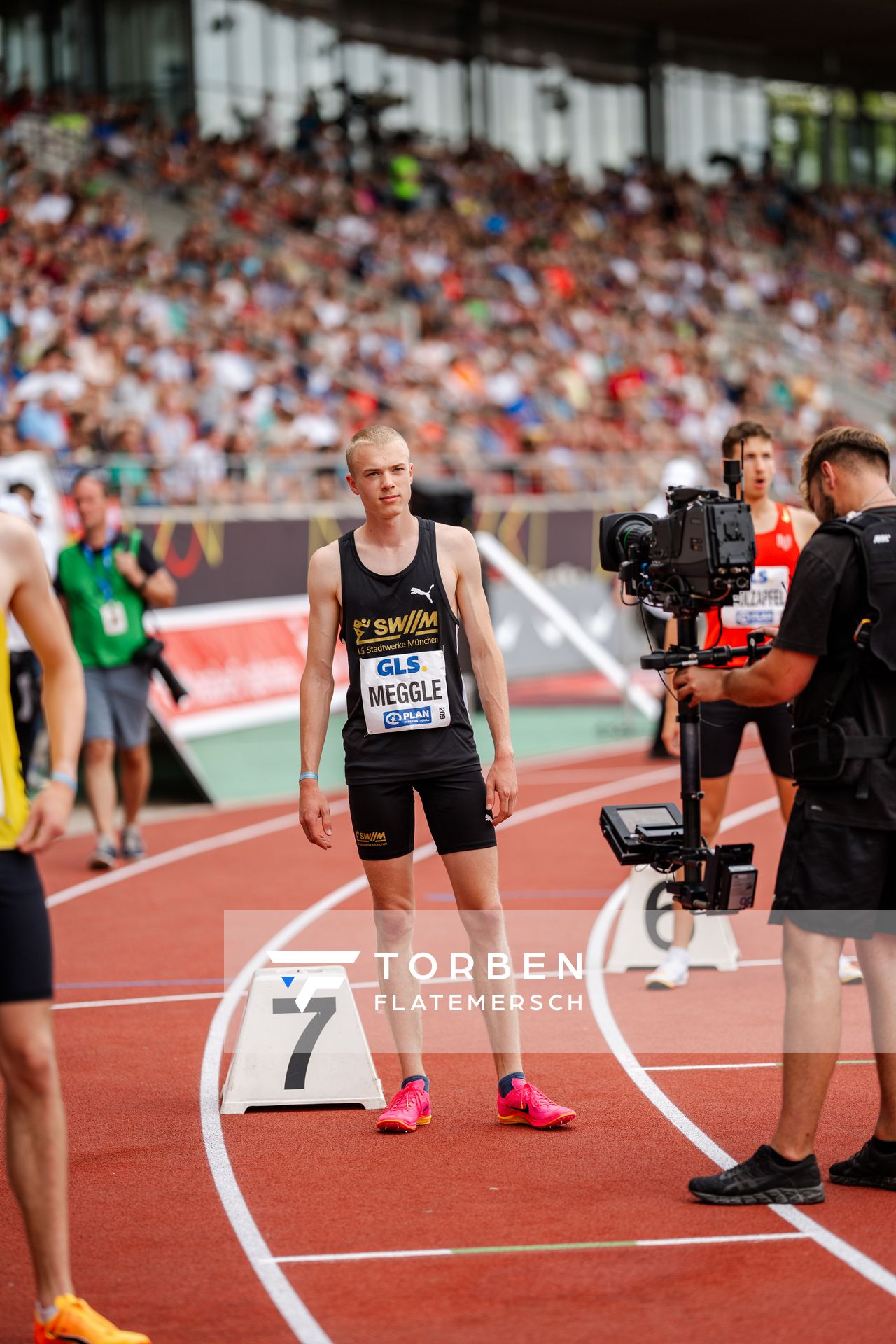 Emil Meggle (LG Stadtwerke Muenchen) während der 113. Deutschen Leichtathletik-Meisterschaften am 09.07.2023 im Auestadion in Kassel