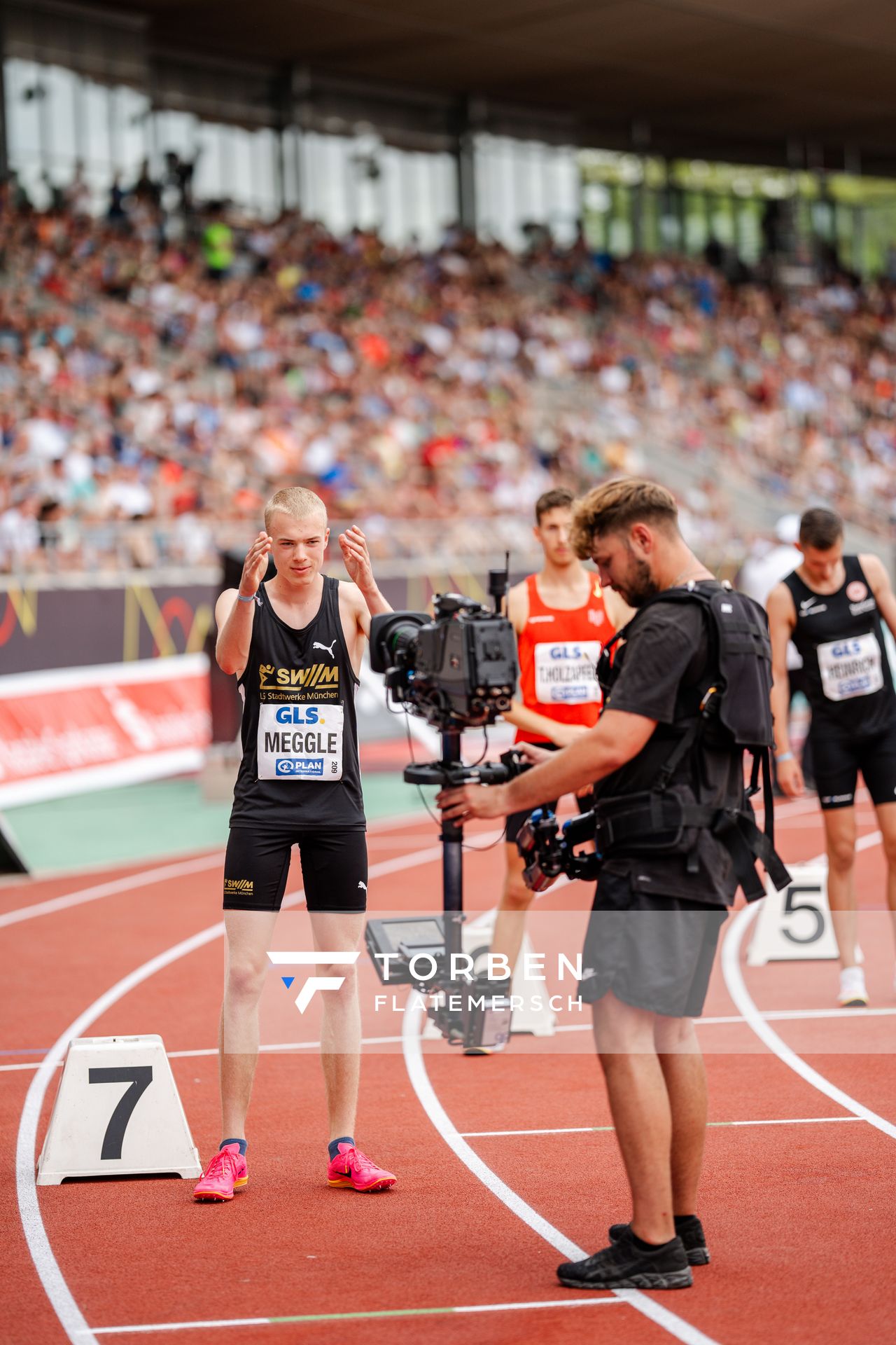 Emil Meggle (LG Stadtwerke Muenchen) während der 113. Deutschen Leichtathletik-Meisterschaften am 09.07.2023 im Auestadion in Kassel