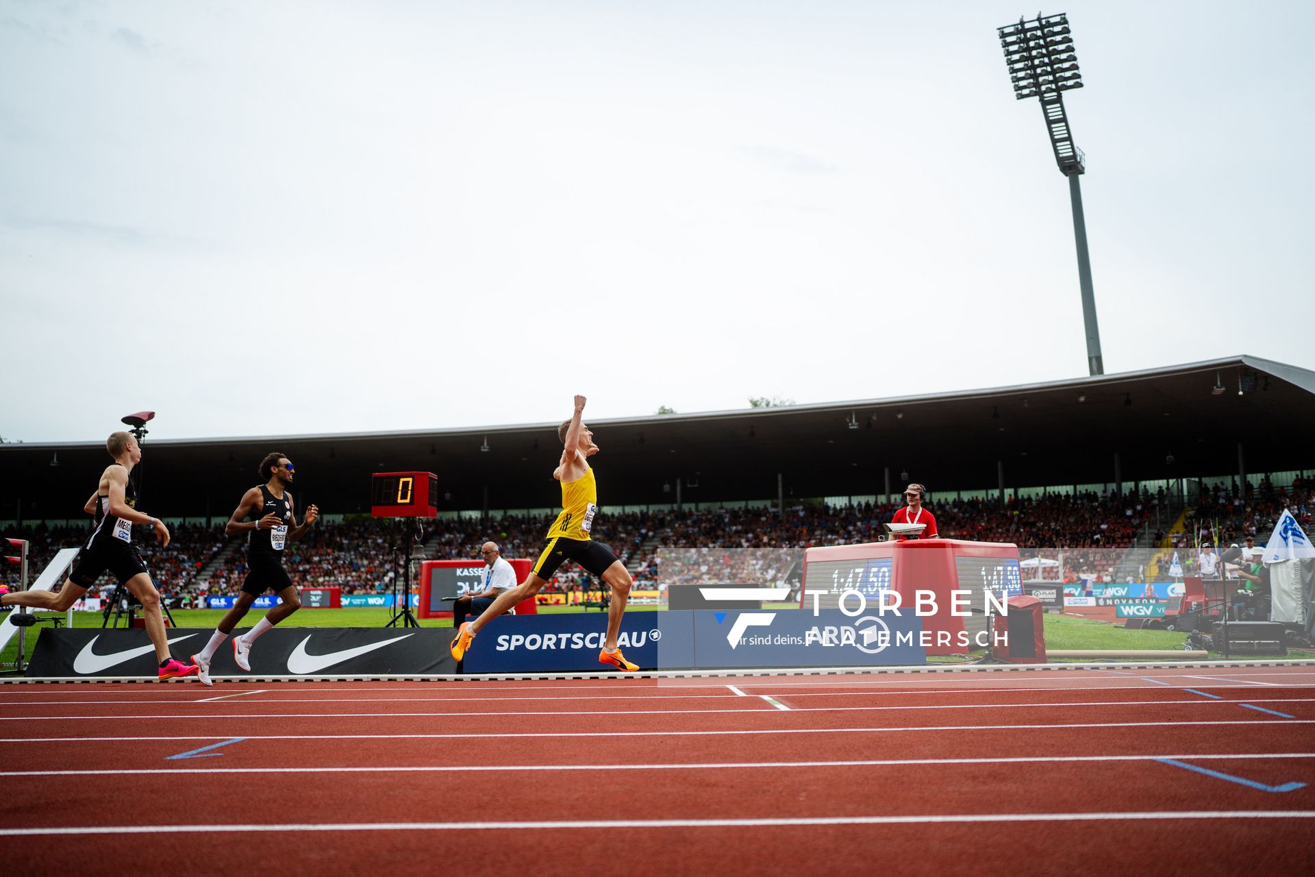 Luis Oberbeck (LG Goettingen) gewinnt die 800m während der 113. Deutschen Leichtathletik-Meisterschaften am 09.07.2023 im Auestadion in Kassel