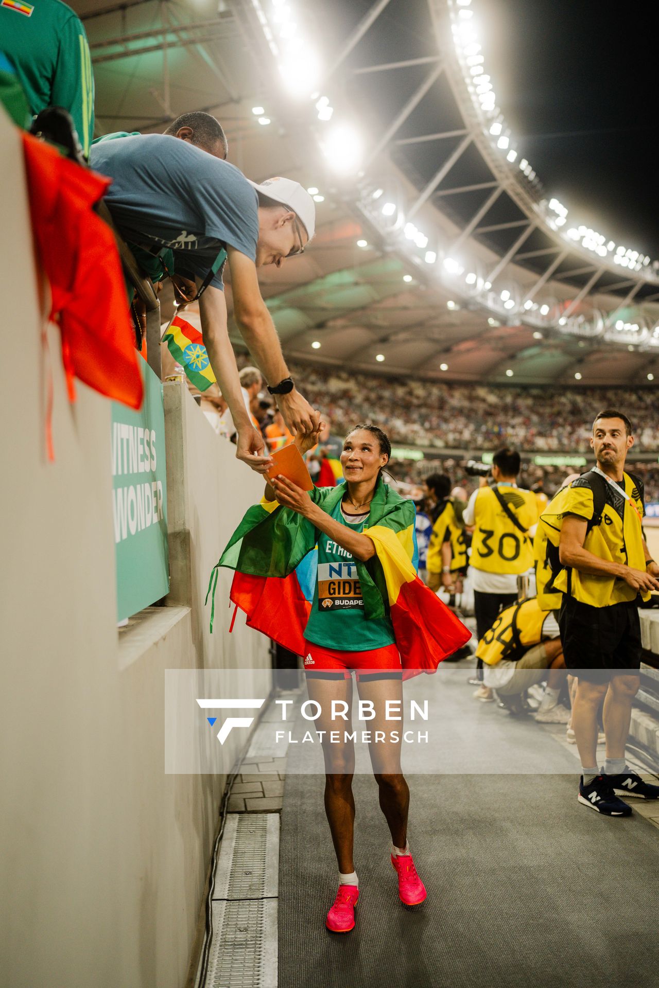 Letesenbet Gidey (ETH/Ethiopia) during the 10,000 Metres during day 1 of the World Athletics Championships Budapest 23 at the National Athletics Centre in Budapest, Hungary on August 19, 2023.