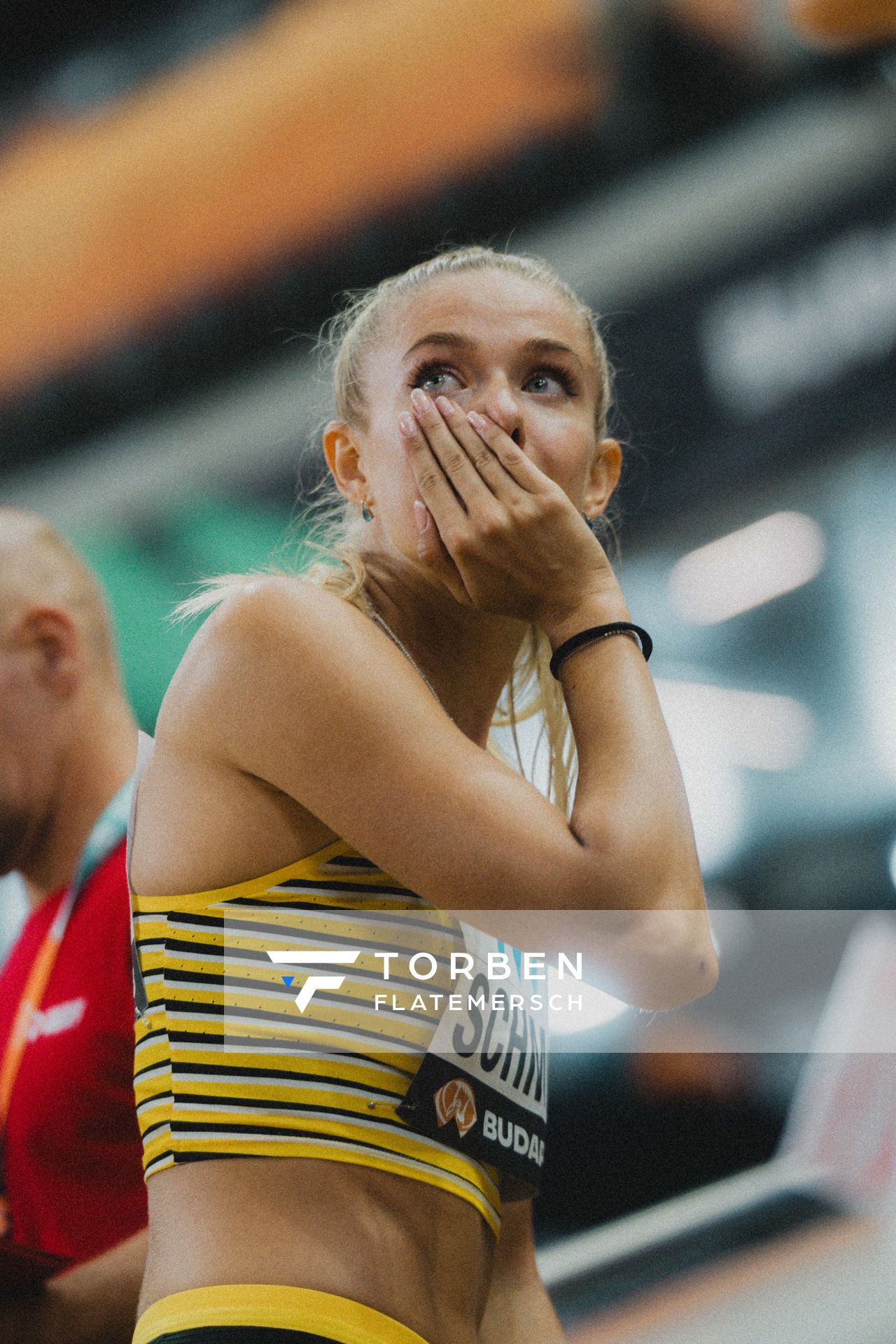 Alica Schmidt (GER/Germany) during the 4x400 Metres Relay during the 4x400 Metres Relay on Day 1 of the World Athletics Championships Budapest 23 at the National Athletics Centre in Budapest, Hungary on August 19, 2023.