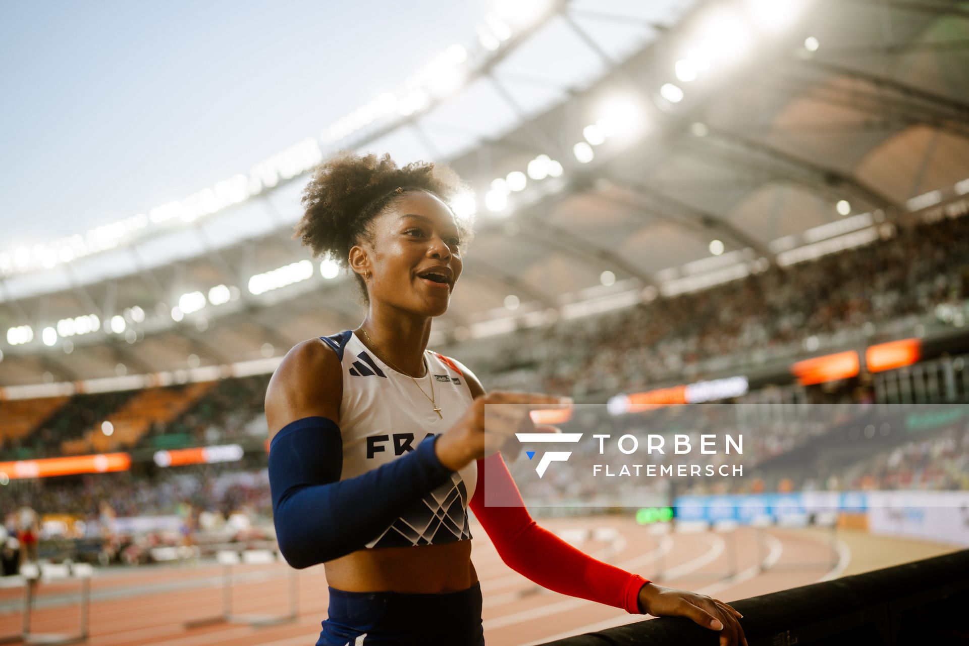 Marie-Julie Bonnin (FRA/France) during the Pole Vault on Day 3 of the World Athletics Championships Budapest 23 at the National Athletics Centre in Budapest, Hungary on August 21, 2023.