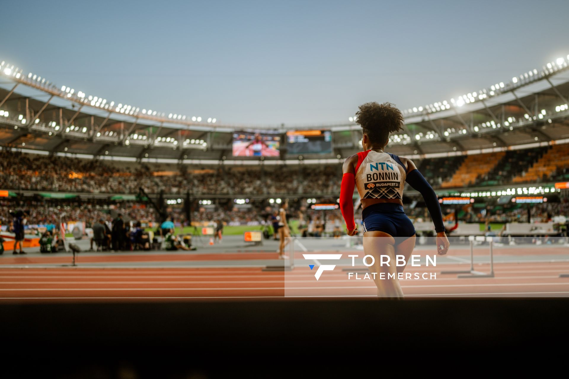 Marie-Julie Bonnin (FRA/France) during the Pole Vault on Day 3 of the World Athletics Championships Budapest 23 at the National Athletics Centre in Budapest, Hungary on August 21, 2023.