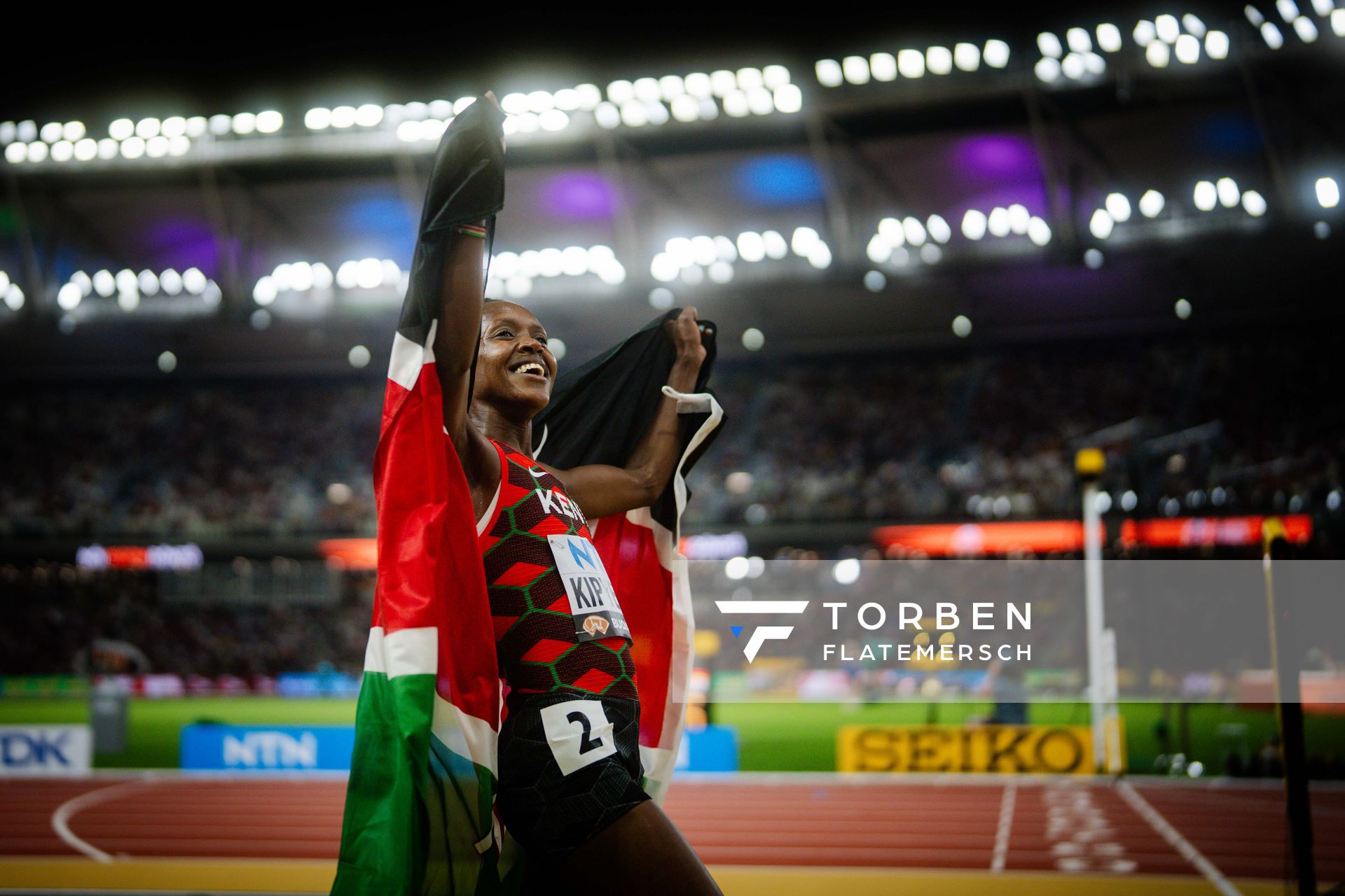 Faith Kipyegon (KEN/Kenya) on Day 4 of the World Athletics Championships Budapest 23 at the National Athletics Centre in Budapest, Hungary on August 22, 2023.