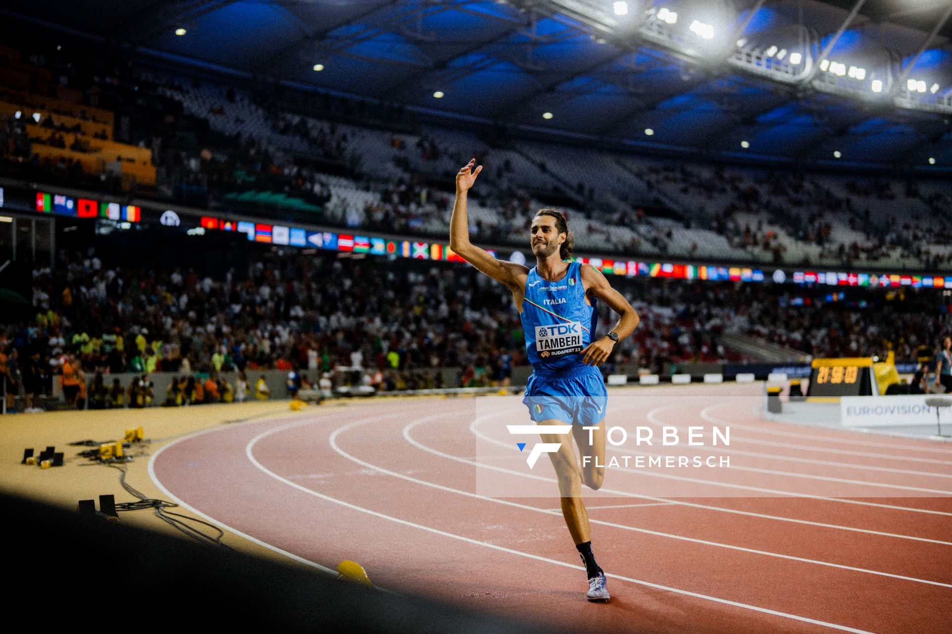 Gianmarco Tamberi (ITA/Italy) during the High Jump on Day 4 of the World Athletics Championships Budapest 23 at the National Athletics Centre in Budapest, Hungary on August 22, 2023.