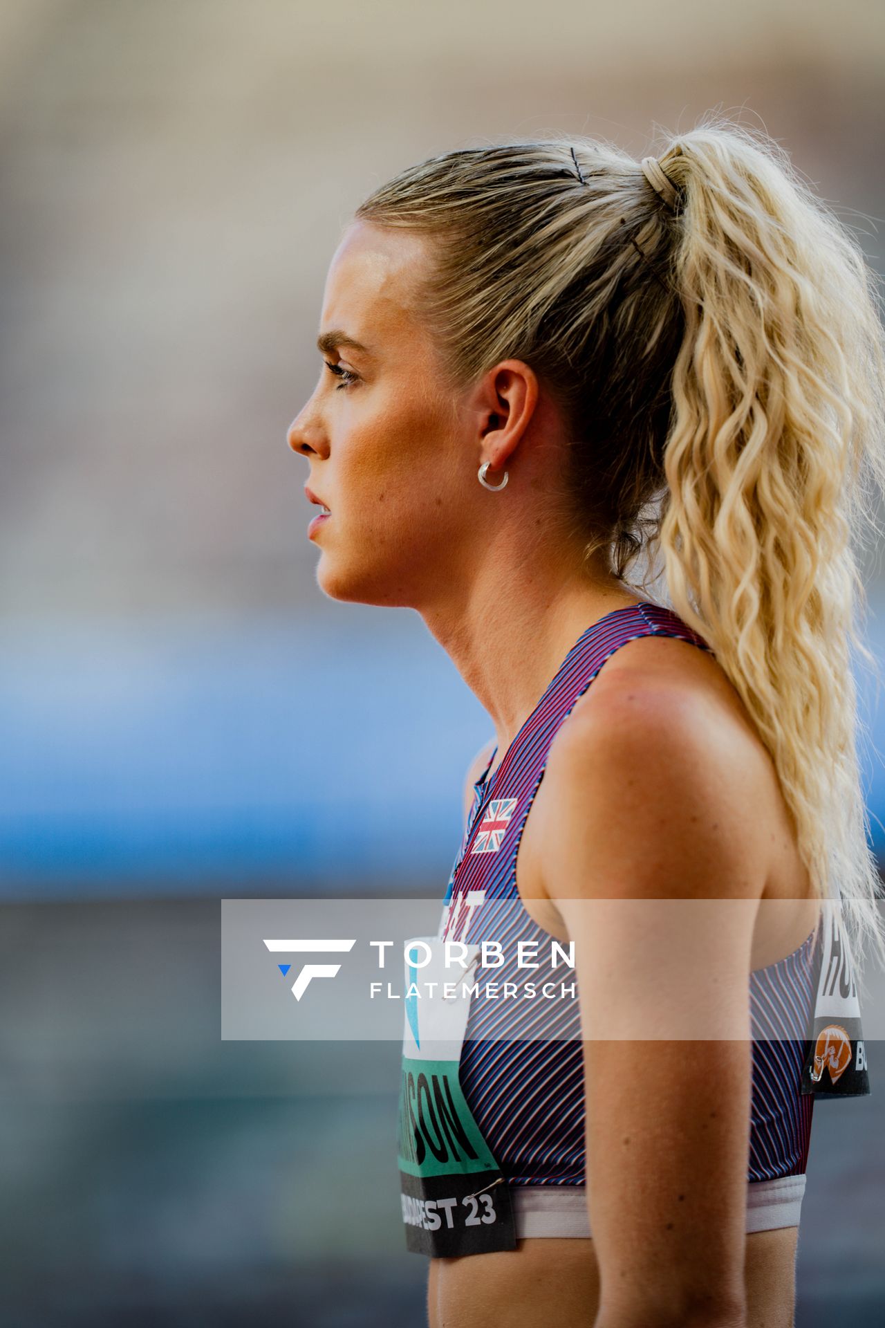 Keely Hodgkinson (GBR/Great Britain) during the 800 Metres on Day 5 of the World Athletics Championships Budapest 23 at the National Athletics Centre in Budapest, Hungary on August 23, 2023.