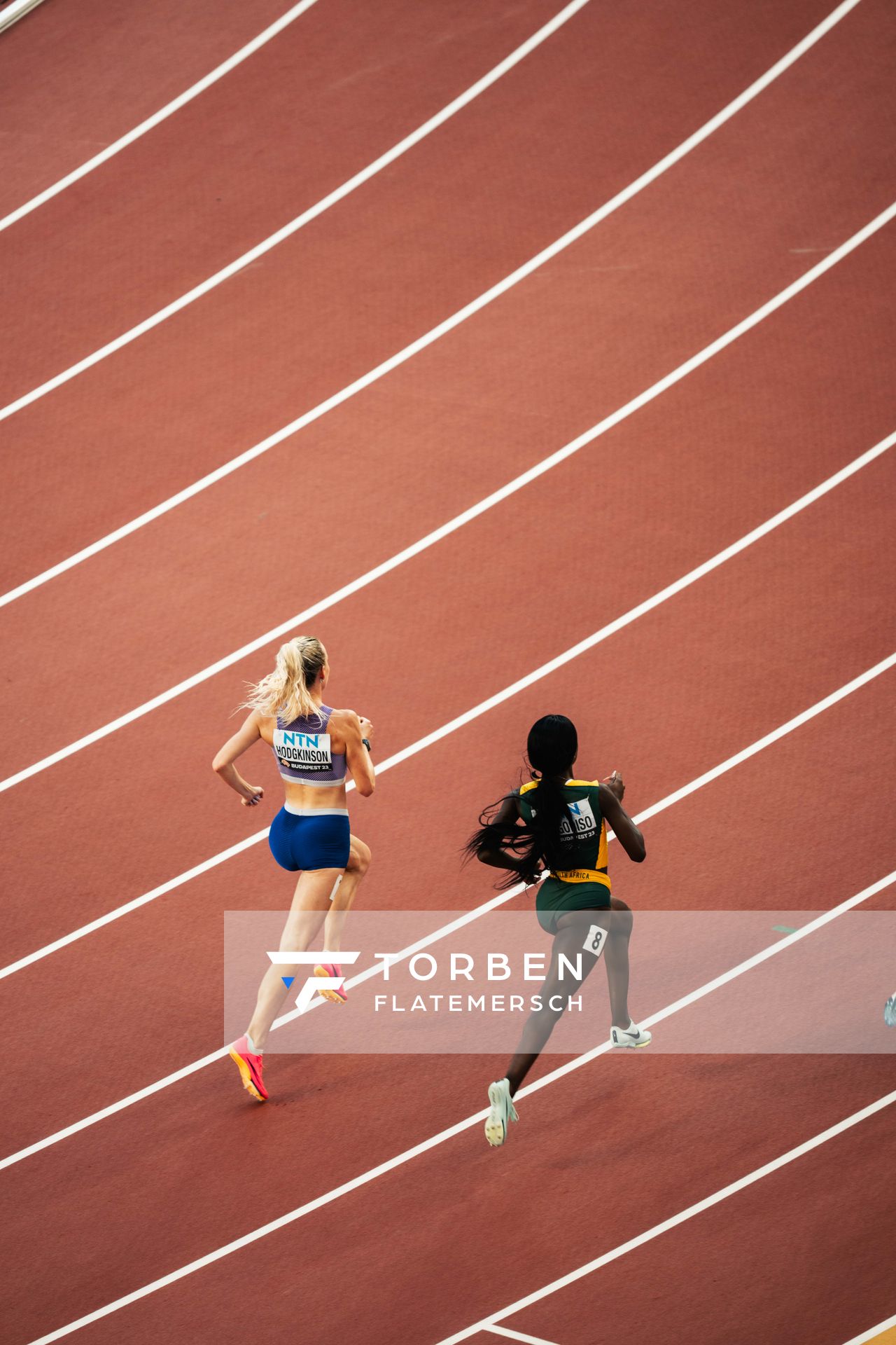 Keely Hodgkinson (GBR/Great Britain), Prudence Sekgodiso (RSA/South Africa) during the 800 Metres on Day 5 of the World Athletics Championships Budapest 23 at the National Athletics Centre in Budapest, Hungary on August 23, 2023.