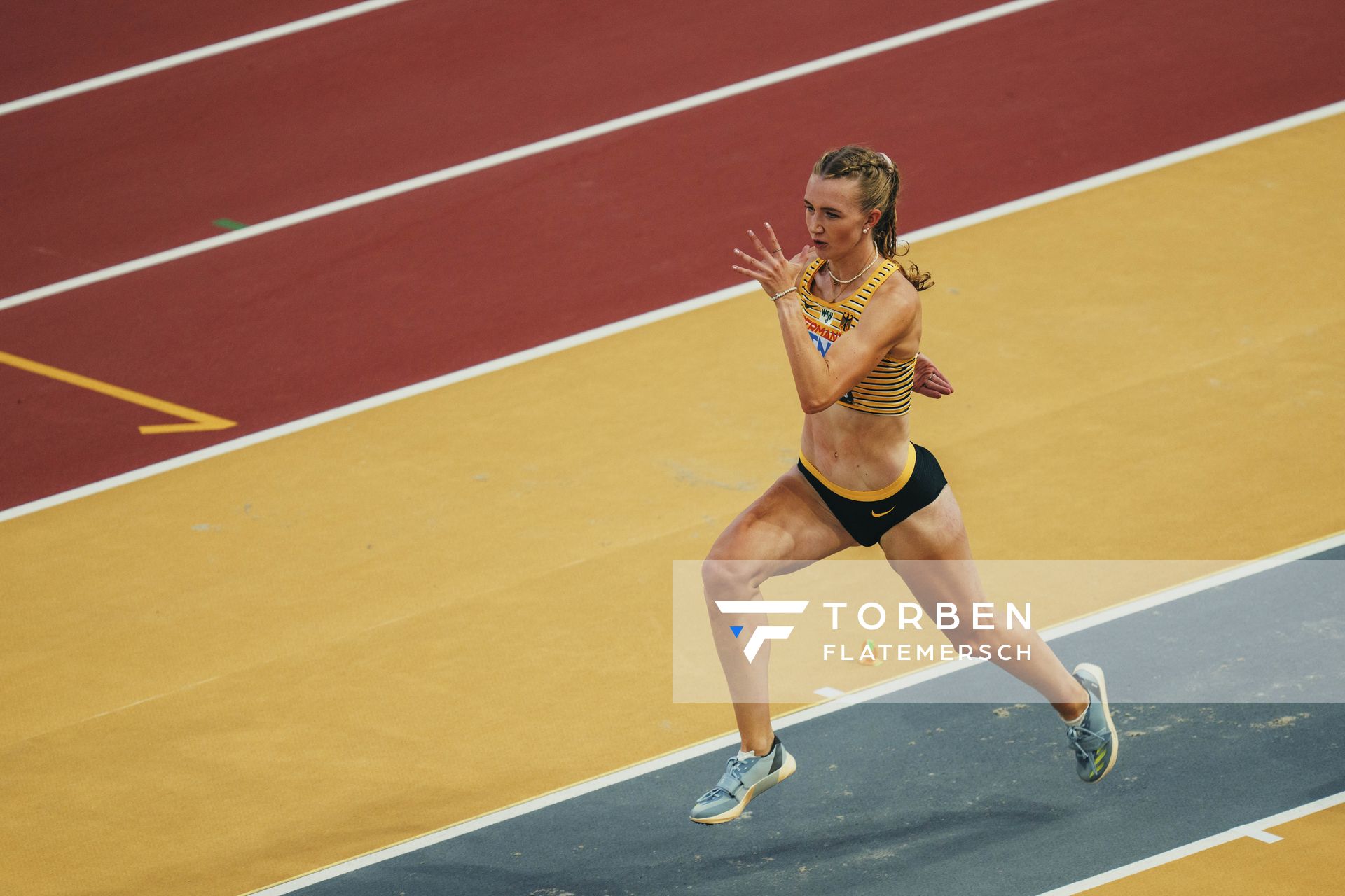 Kira Wittmann (GER/Germany) during the Triple Jump on Day 5 of the World Athletics Championships Budapest 23 at the National Athletics Centre in Budapest, Hungary on August 23, 2023.