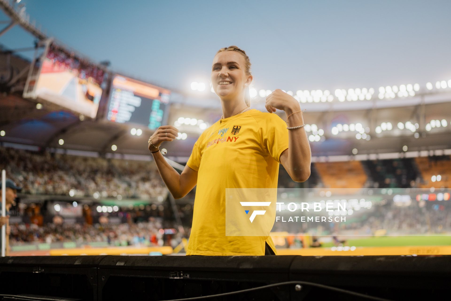 Kira Wittmann (GER/Germany) during the Triple Jump on Day 5 of the World Athletics Championships Budapest 23 at the National Athletics Centre in Budapest, Hungary on August 23, 2023.