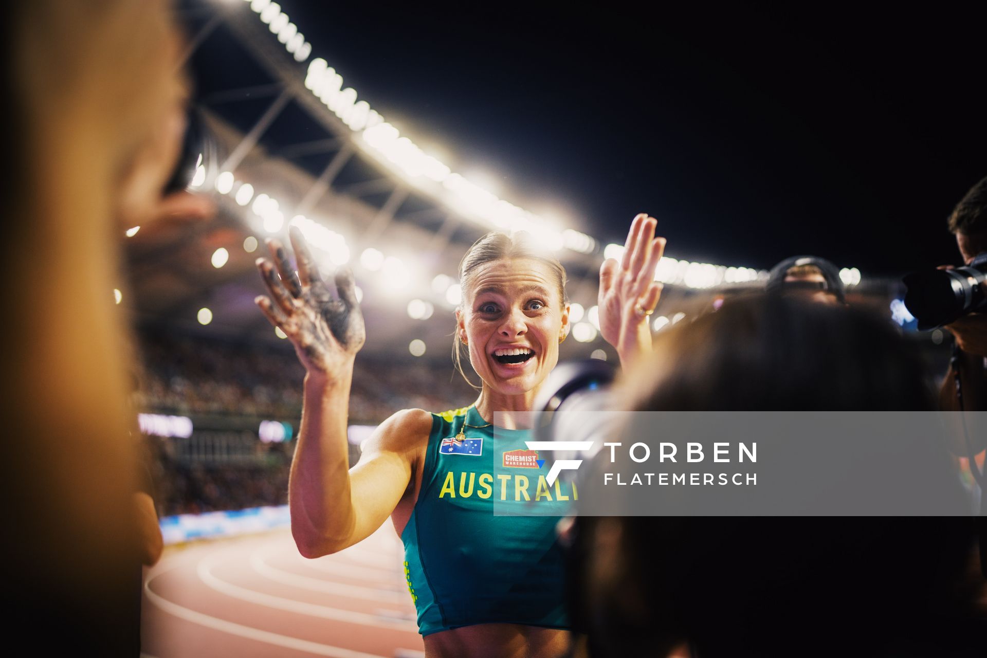 Nina Kennedy (AUS/Australia) on Day 5 of the World Athletics Championships Budapest 23 at the National Athletics Centre in Budapest, Hungary on August 23, 2023.