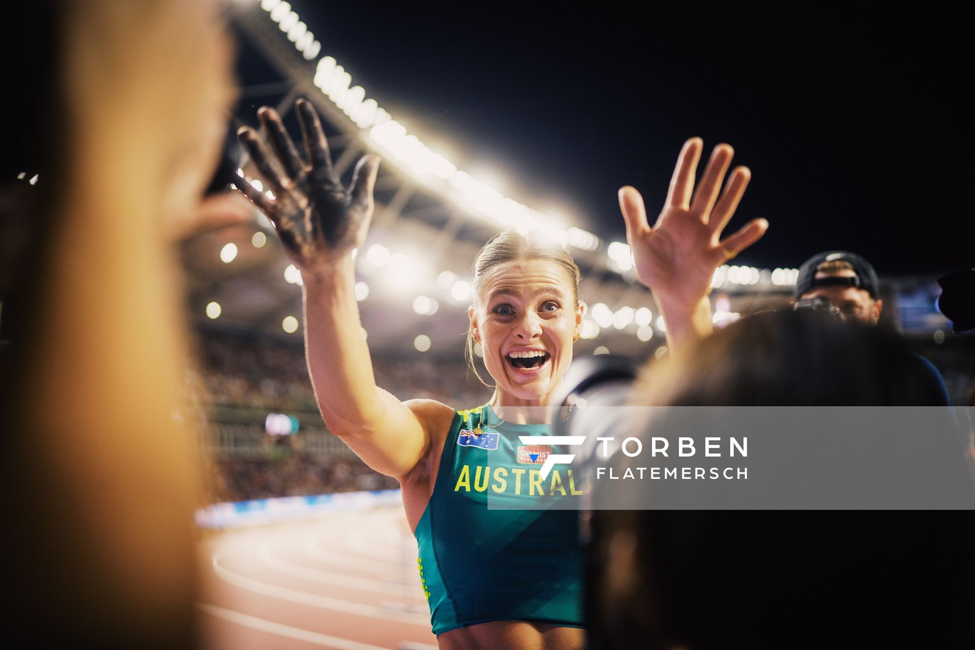 Nina Kennedy (AUS/Australia) on Day 5 of the World Athletics Championships Budapest 23 at the National Athletics Centre in Budapest, Hungary on August 23, 2023.