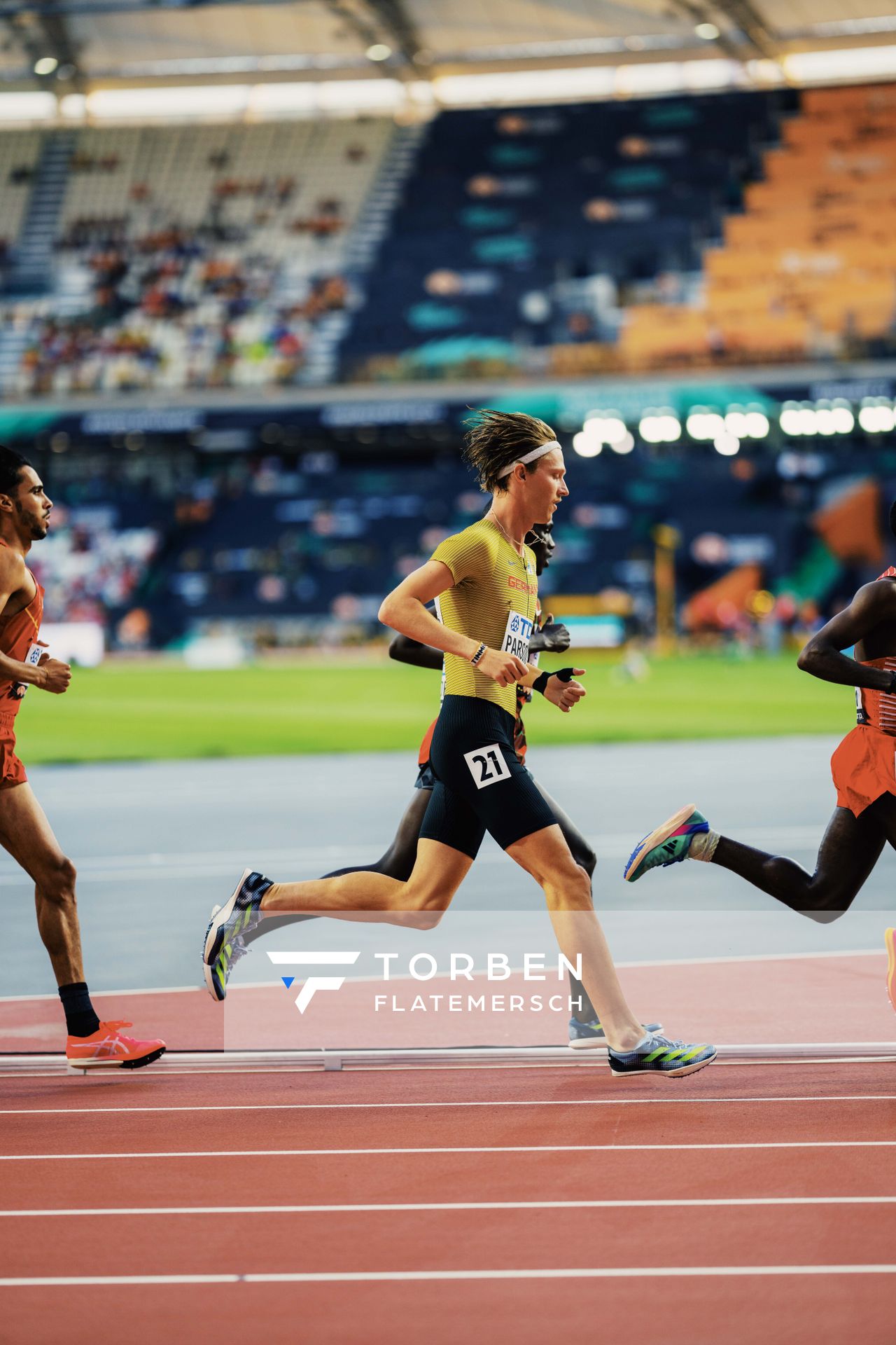 Sam Parsons (GER/Germany) during the 5000 Metres on Day 6 of the World Athletics Championships Budapest 23 at the National Athletics Centre in Budapest, Hungary on August 24, 2023.