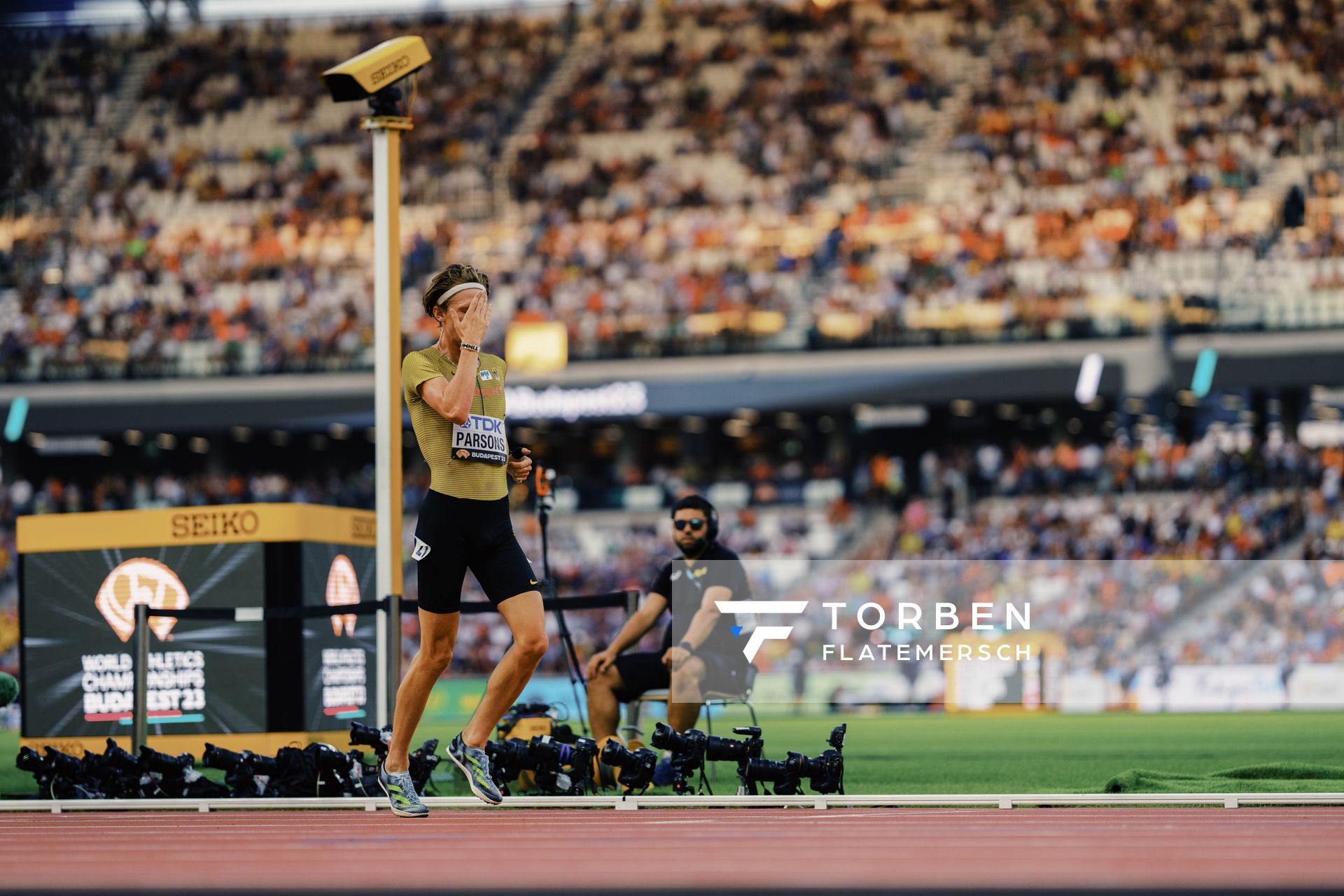 Sam Parsons (GER/Germany) during the 5000 Metres on Day 6 of the World Athletics Championships Budapest 23 at the National Athletics Centre in Budapest, Hungary on August 24, 2023.