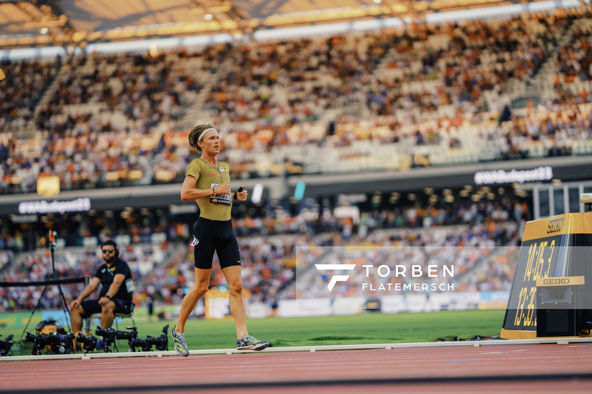 Sam Parsons (GER/Germany) during the 5000 Metres on Day 6 of the World Athletics Championships Budapest 23 at the National Athletics Centre in Budapest, Hungary on August 24, 2023.