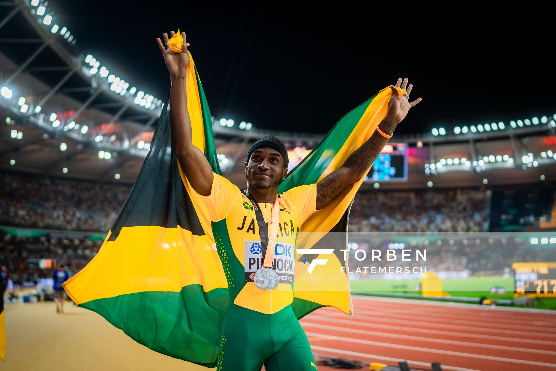 Wayne Pinnock (JAM/Jamaica) during the Long Jump Final on Day 6 of the World Athletics Championships Budapest 23 at the National Athletics Centre in Budapest, Hungary on August 24, 2023.