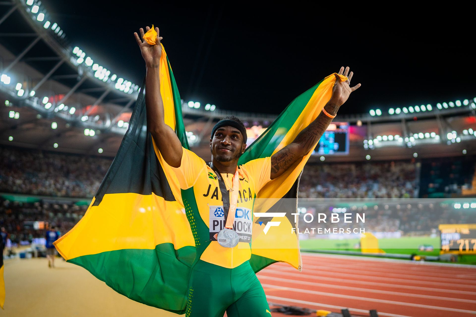 Wayne Pinnock (JAM/Jamaica) during the Long Jump Final on Day 6 of the World Athletics Championships Budapest 23 at the National Athletics Centre in Budapest, Hungary on August 24, 2023.