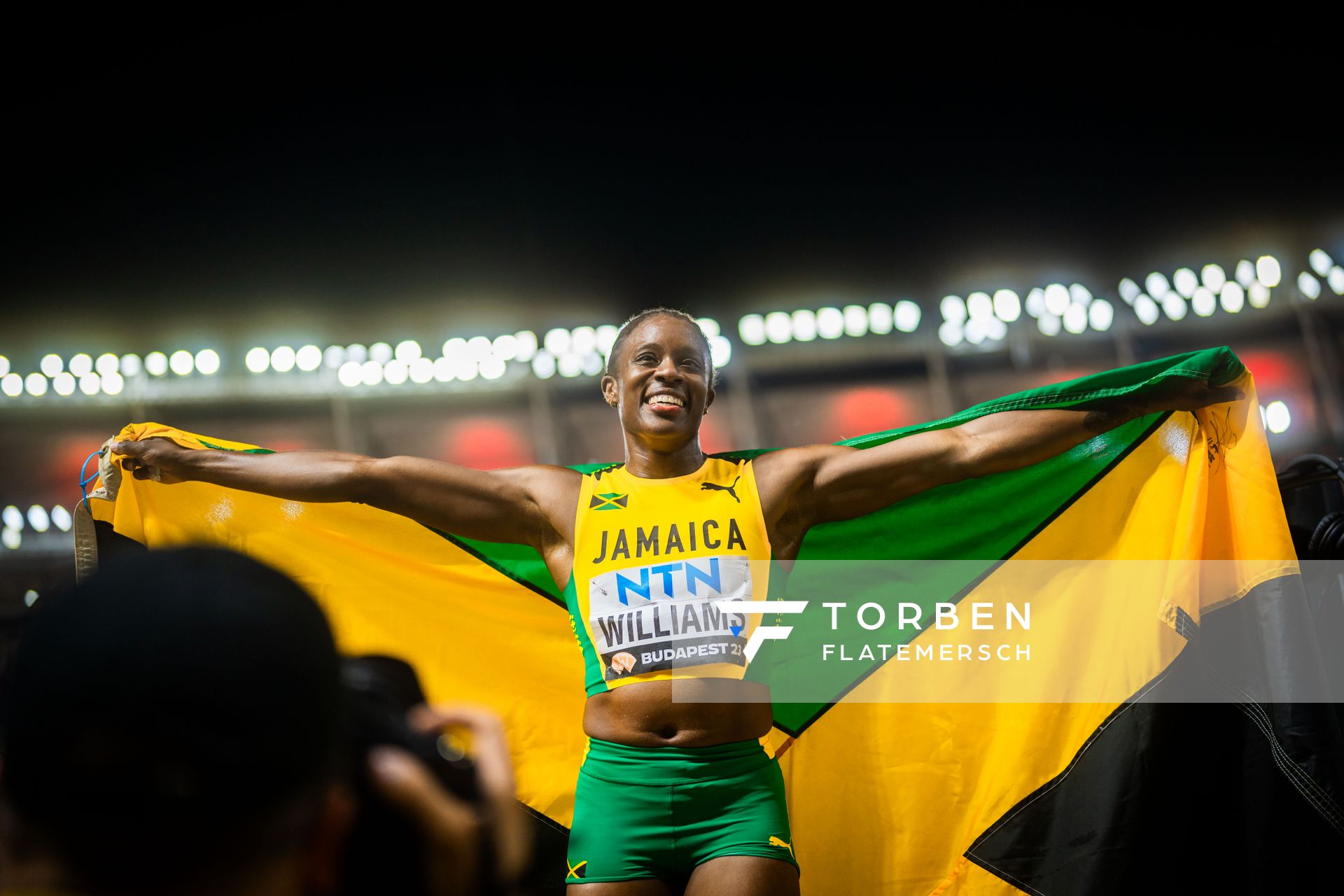 Danielle Williams (JAM/Jamaica) during the 100 Metres Hurdles on Day 6 of the World Athletics Championships Budapest 23 at the National Athletics Centre in Budapest, Hungary on August 24, 2023.