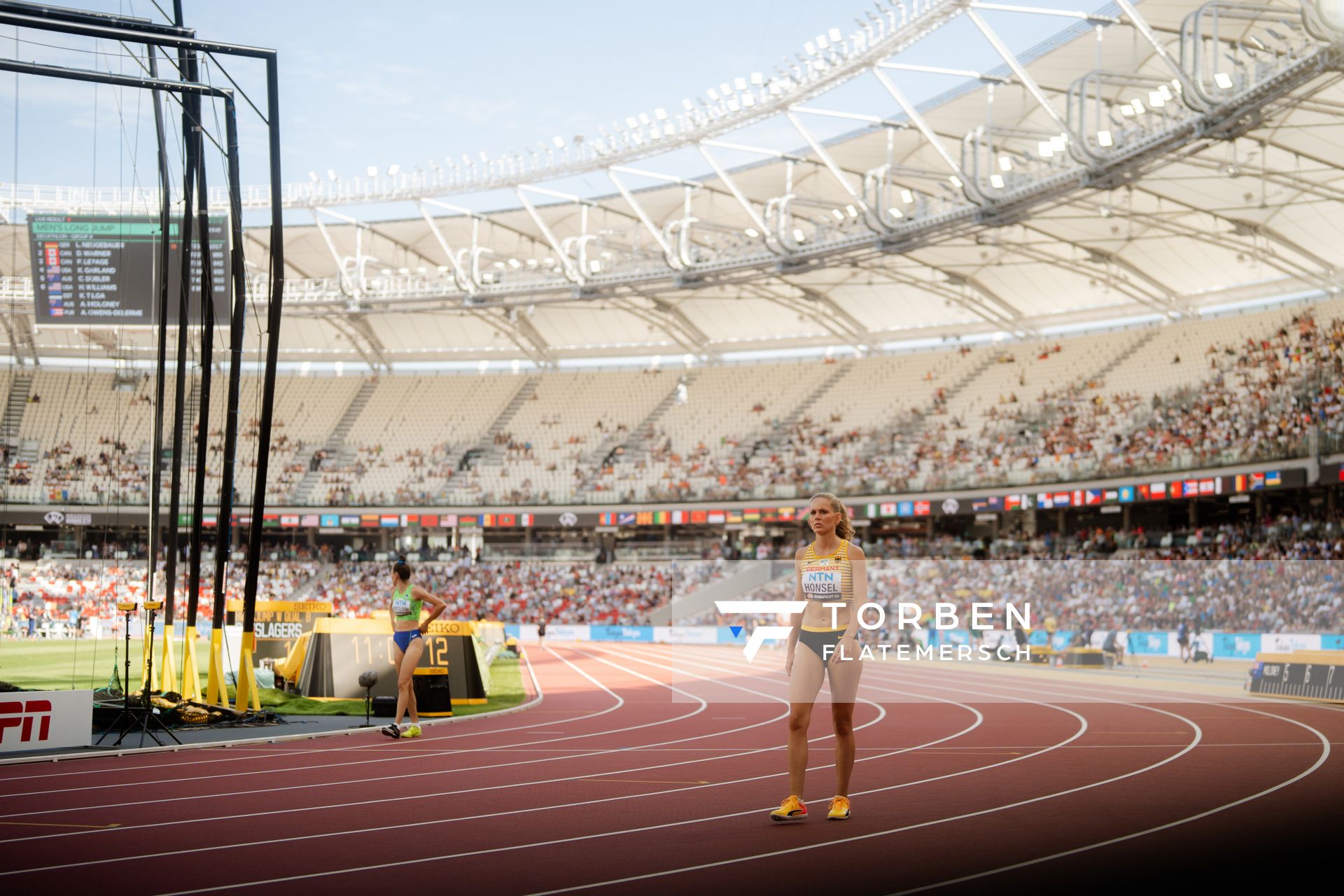 Christina Honsel (GER/Germany) during the High Jump on Day 7 of the World Athletics Championships Budapest 23 at the National Athletics Centre in Budapest, Hungary on August 25, 2023.