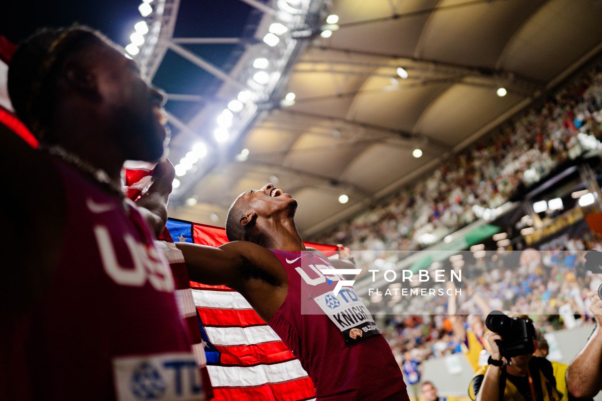 Erriyon Knighton (USA/United States) during the 200 Metres Final on Day 7 of the World Athletics Championships Budapest 23 at the National Athletics Centre in Budapest, Hungary on August 25, 2023.